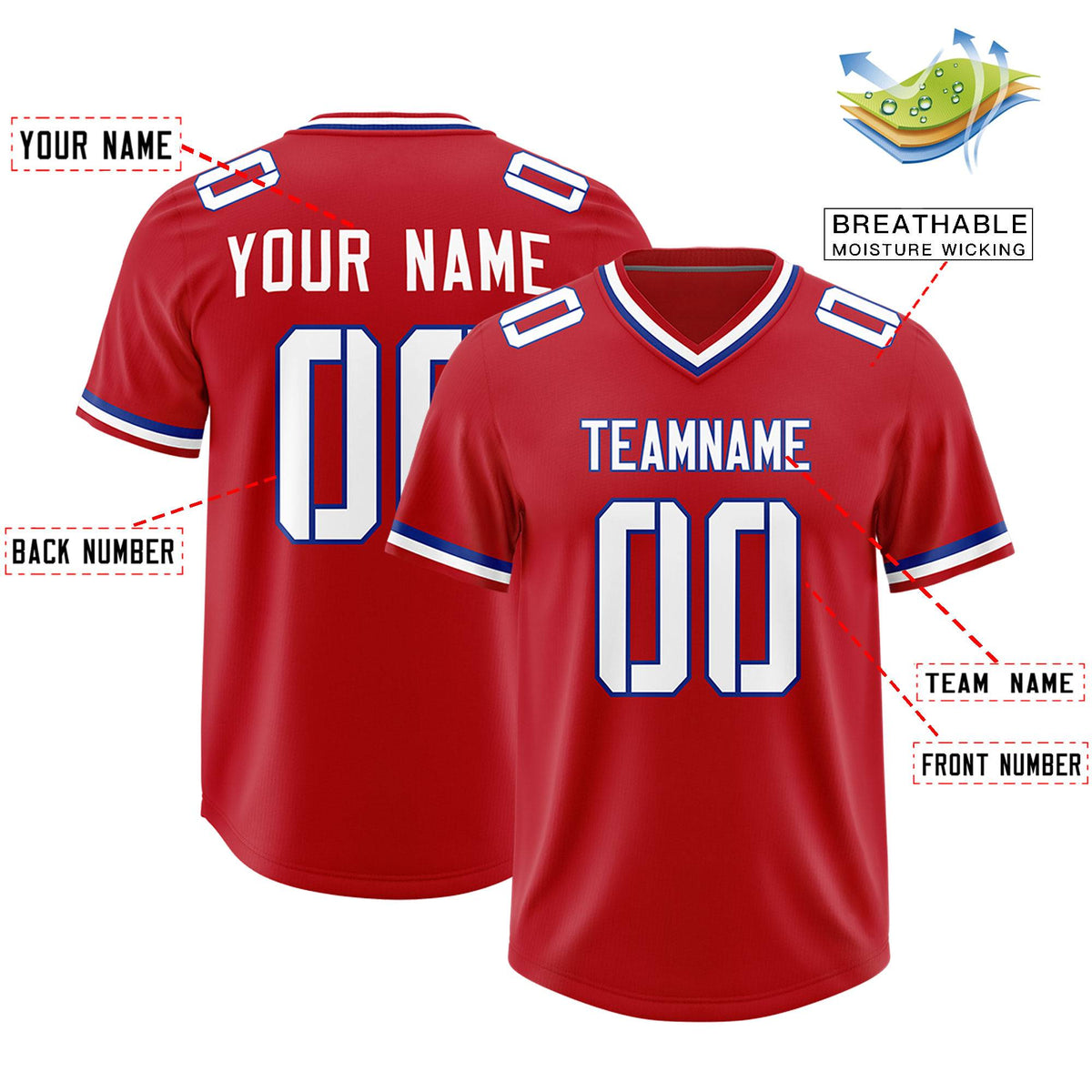 Custom Red Classic Style American American Football Jerseys