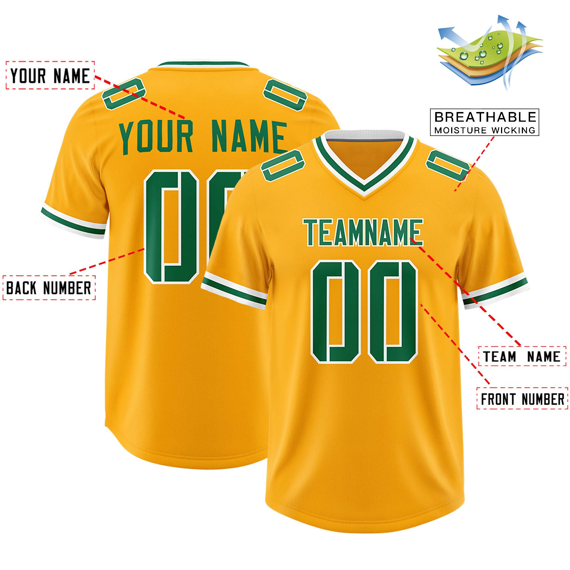 Custom Yellow Classic Style American American Football Jerseys