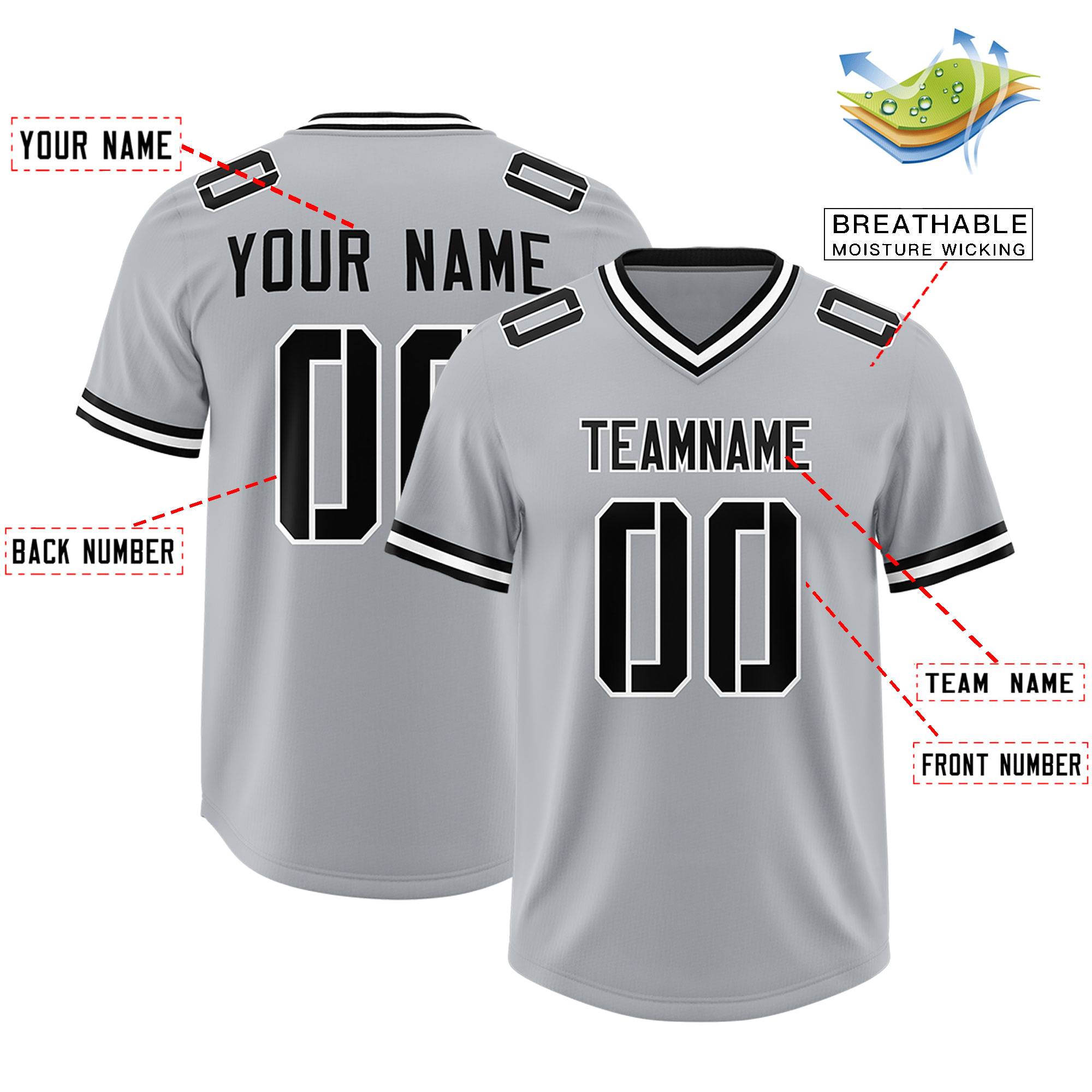 Custom Silver Classic Style American American Football Jerseys