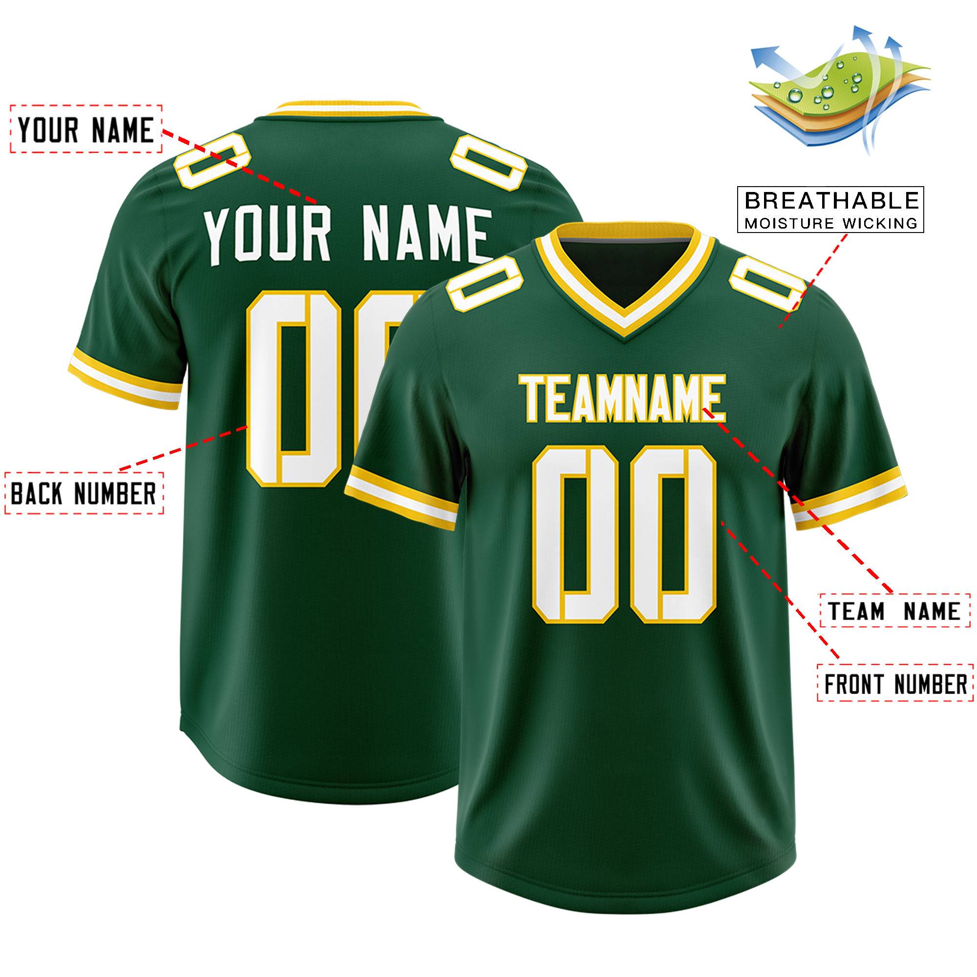 Custom Green Classic Style American American Football Jerseys