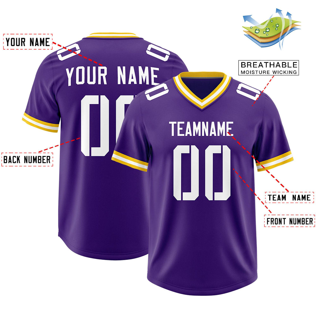 Custom Purple Classic Style American American Football Jerseys