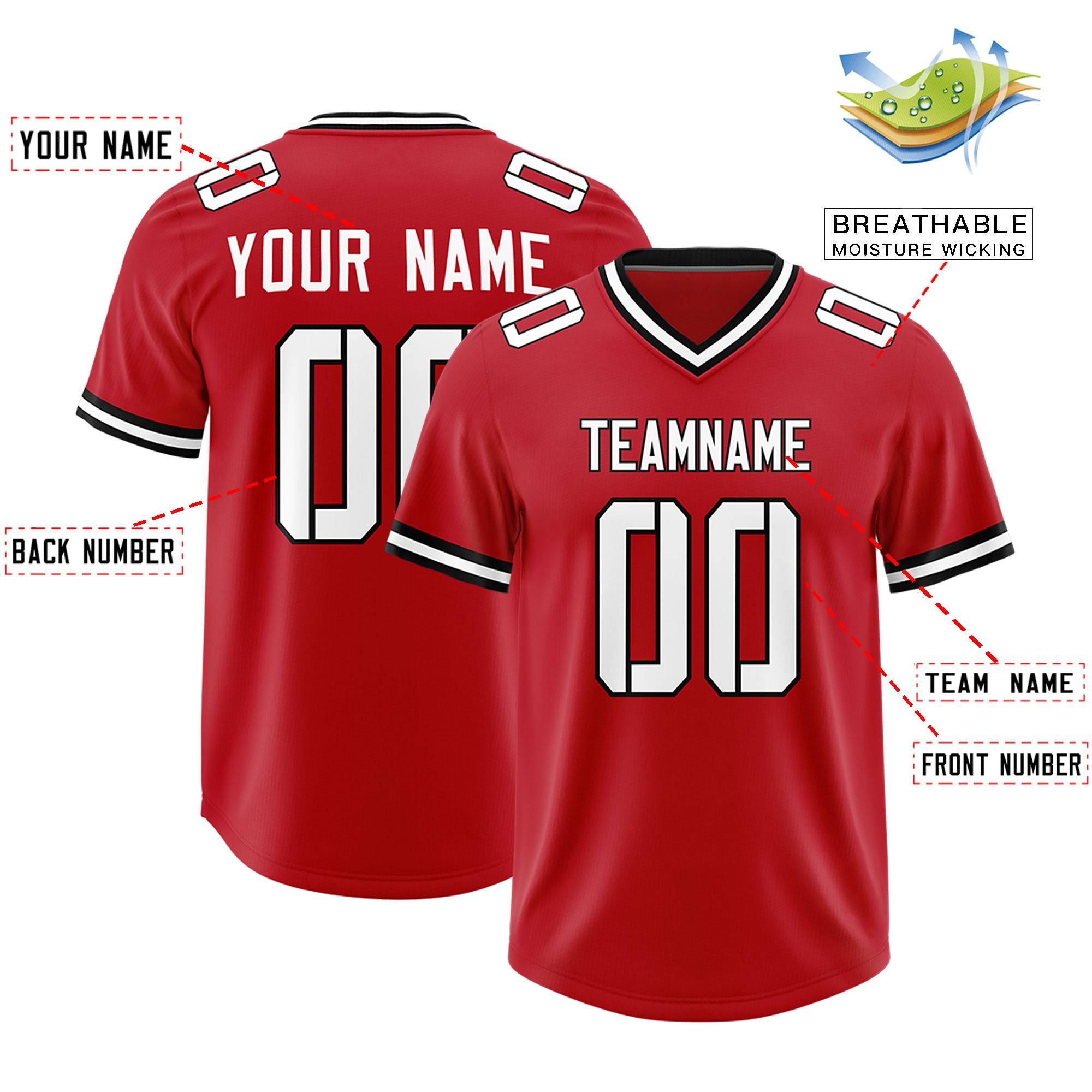 Custom Red Classic Style American American Football Jerseys
