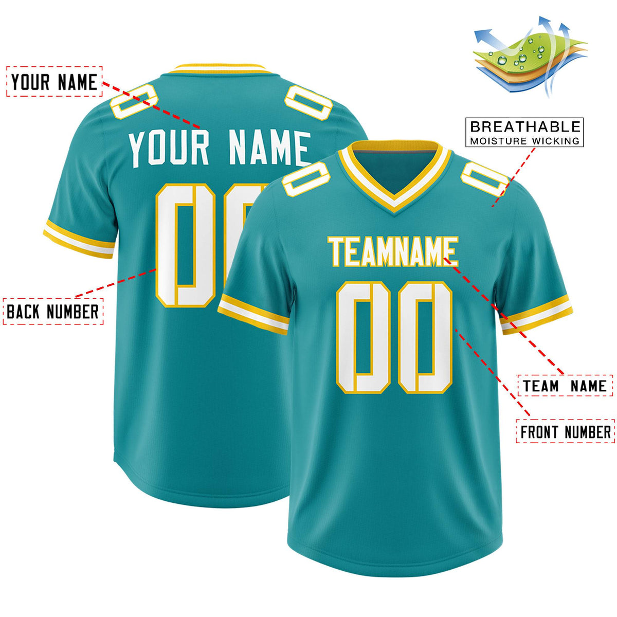 Custom Aqua Classic Style American American Football Jerseys