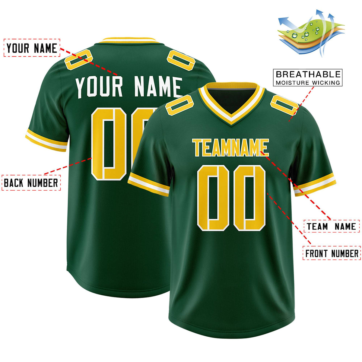 Custom Green Classic Style American American Football Jerseys