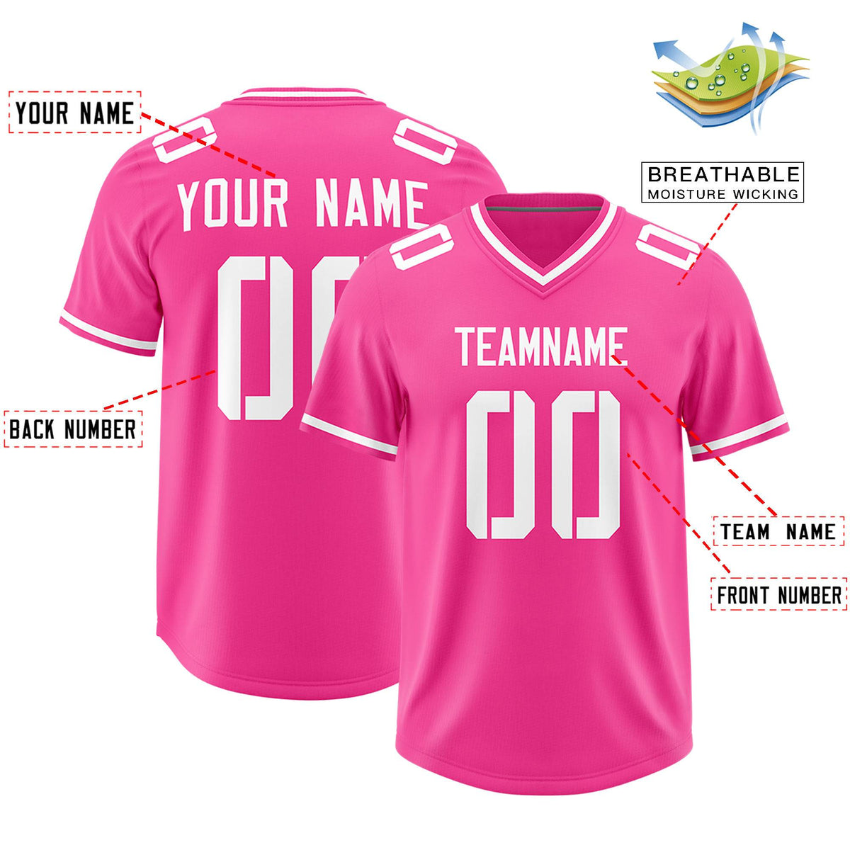 Custom Pink Classic Style American American Football Jerseys