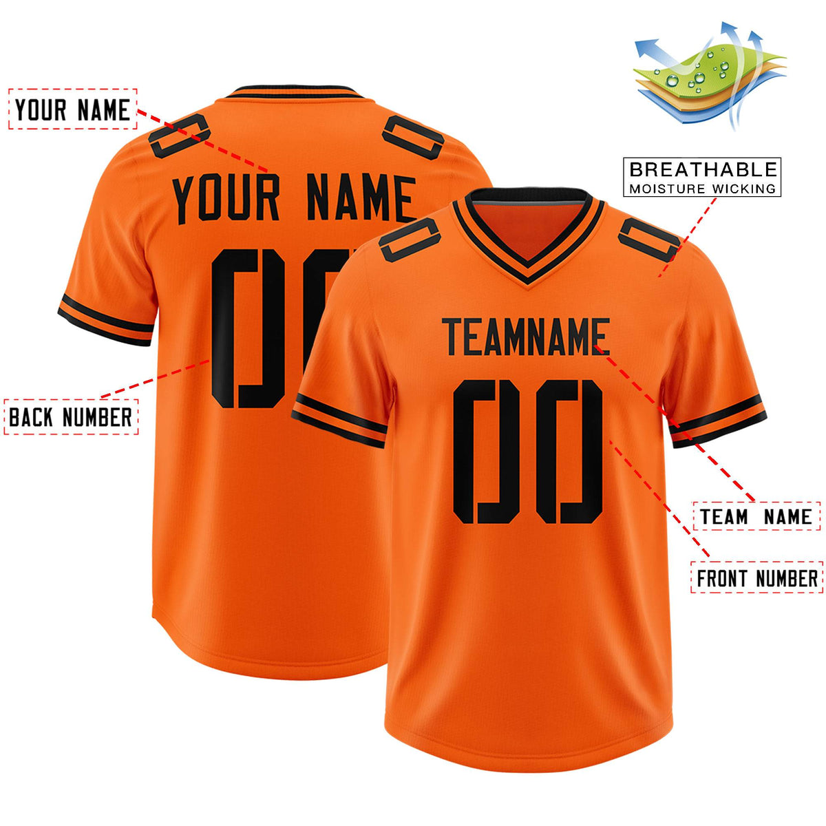 Custom Orange Classic Style American American Football Jerseys