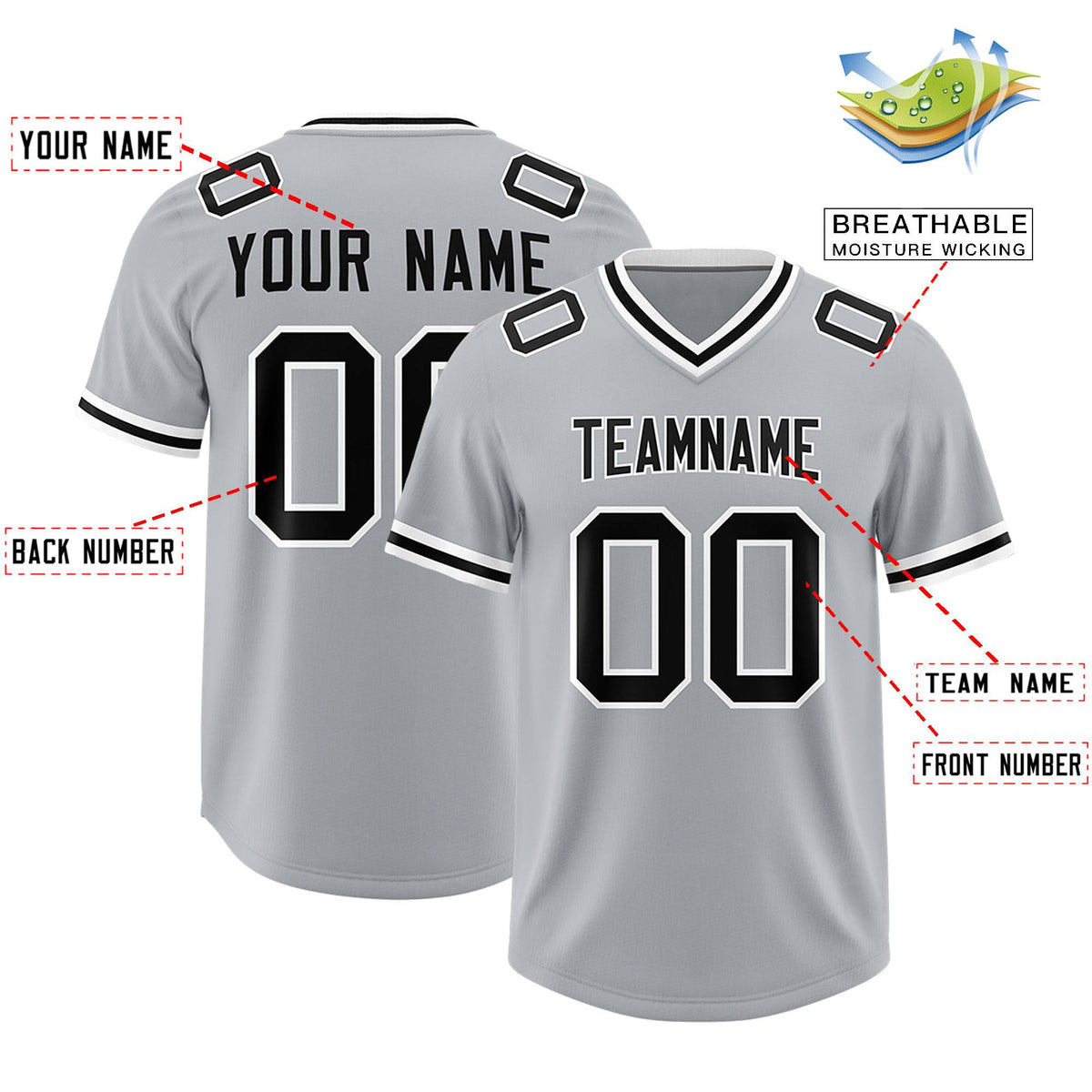 Custom Silver Classic Style American American Football Jerseys