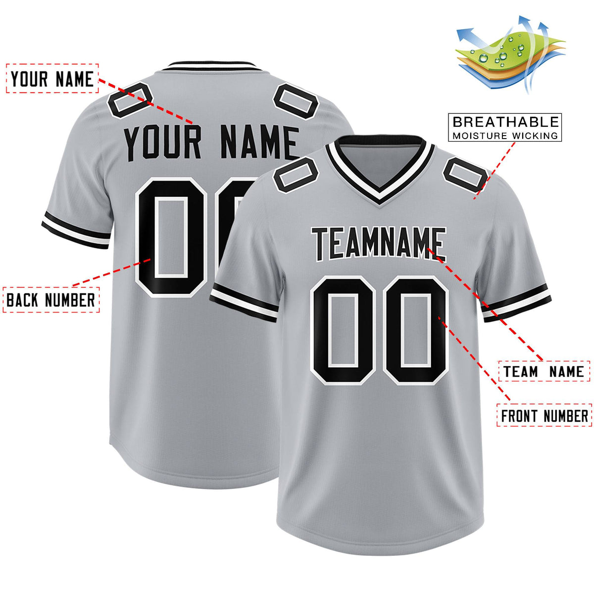 Custom Silver Classic Style American American Football Jerseys