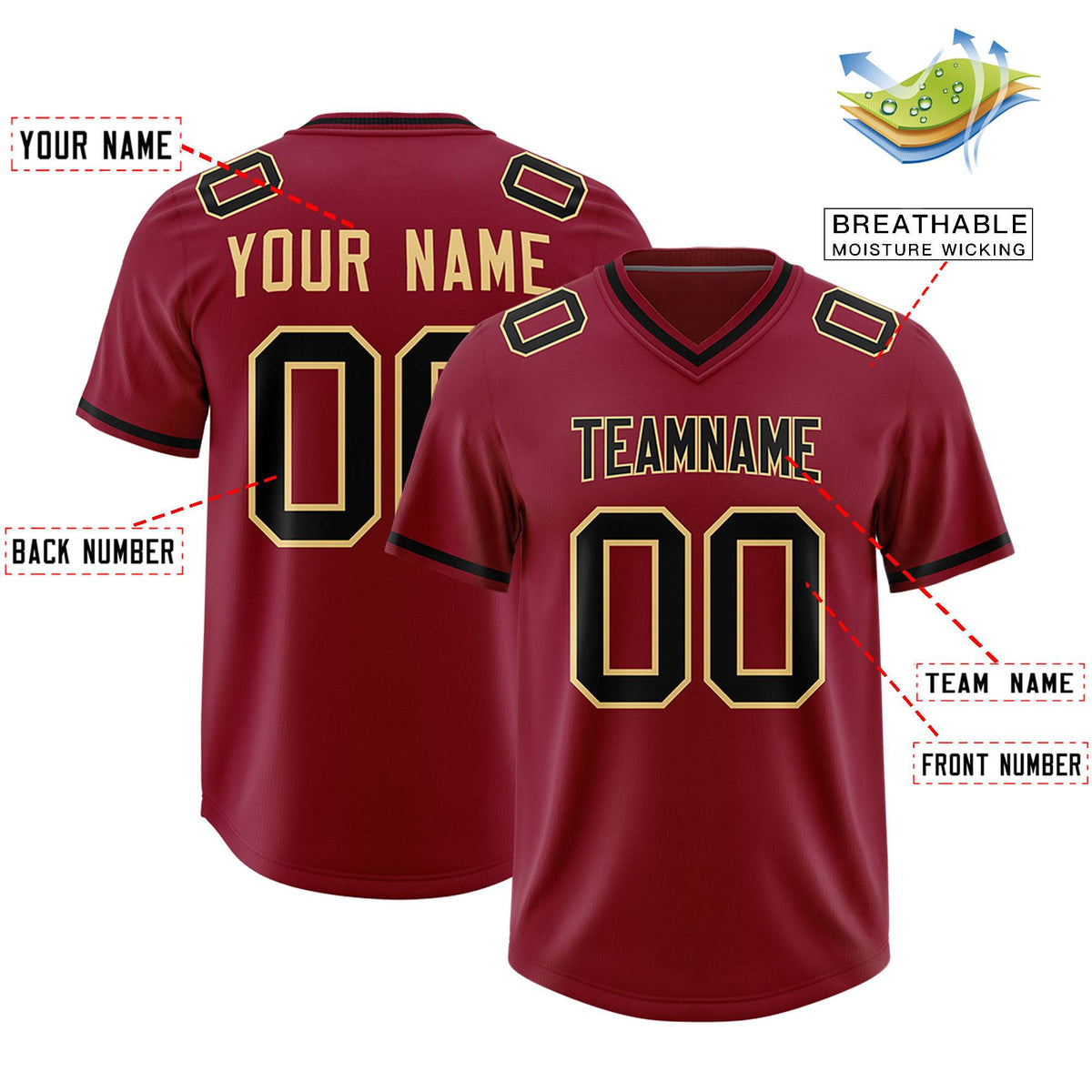 Custom Crimson Classic Style American American Football Jerseys