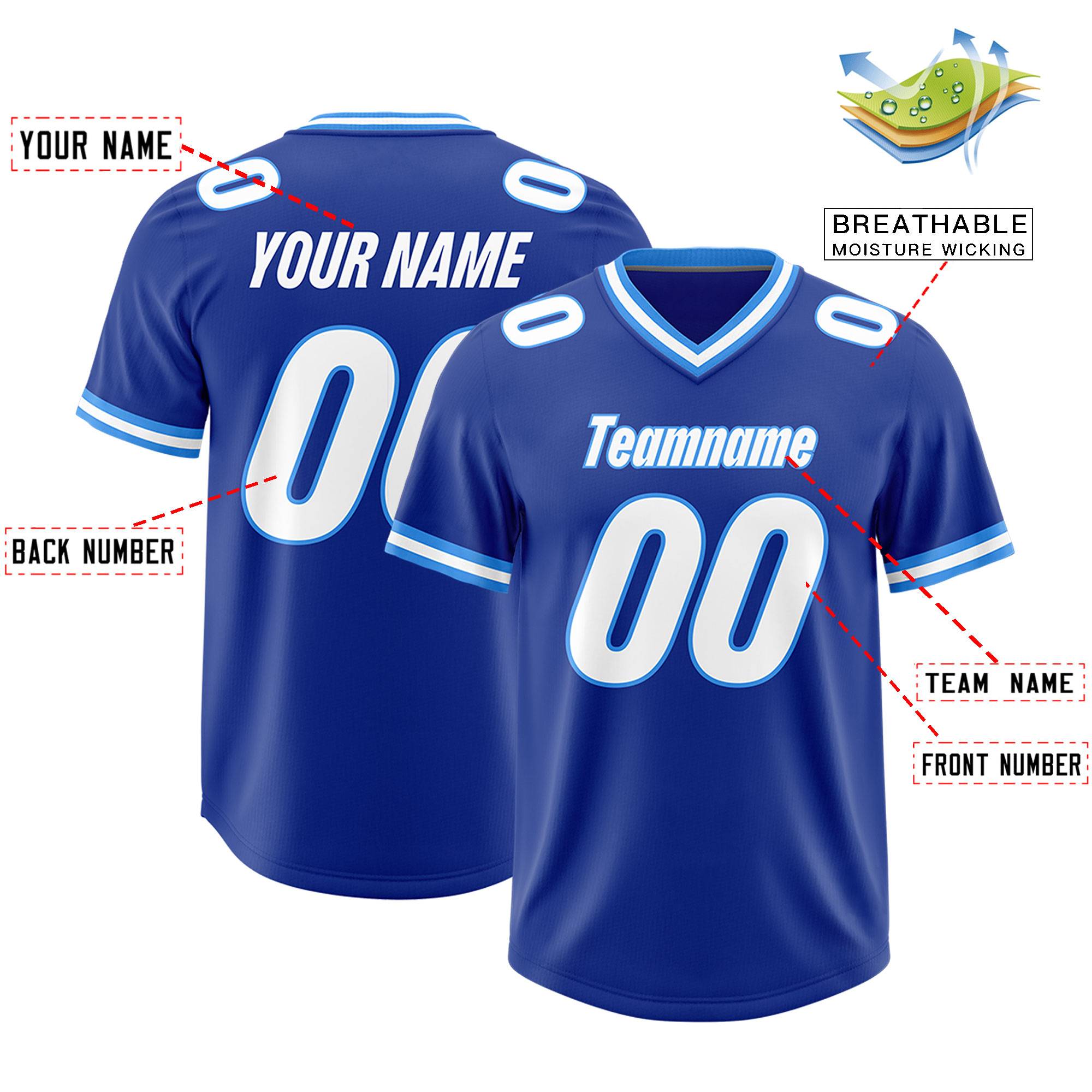 Custom Royal Classic Style American American Football Jerseys