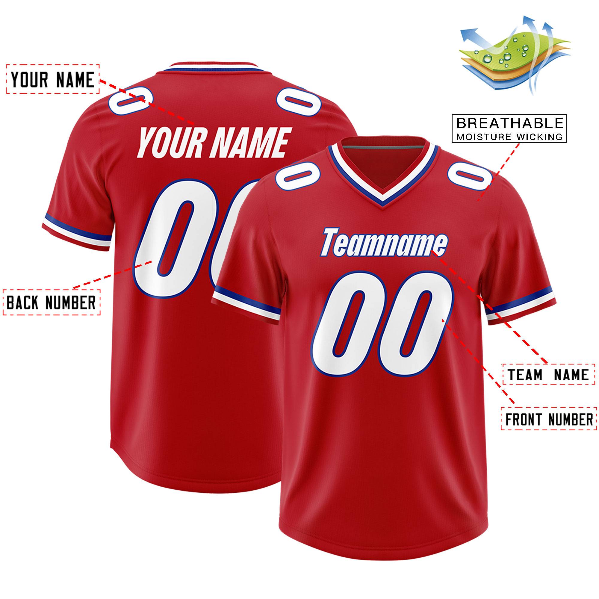 Custom Red Classic Style American American Football Jerseys