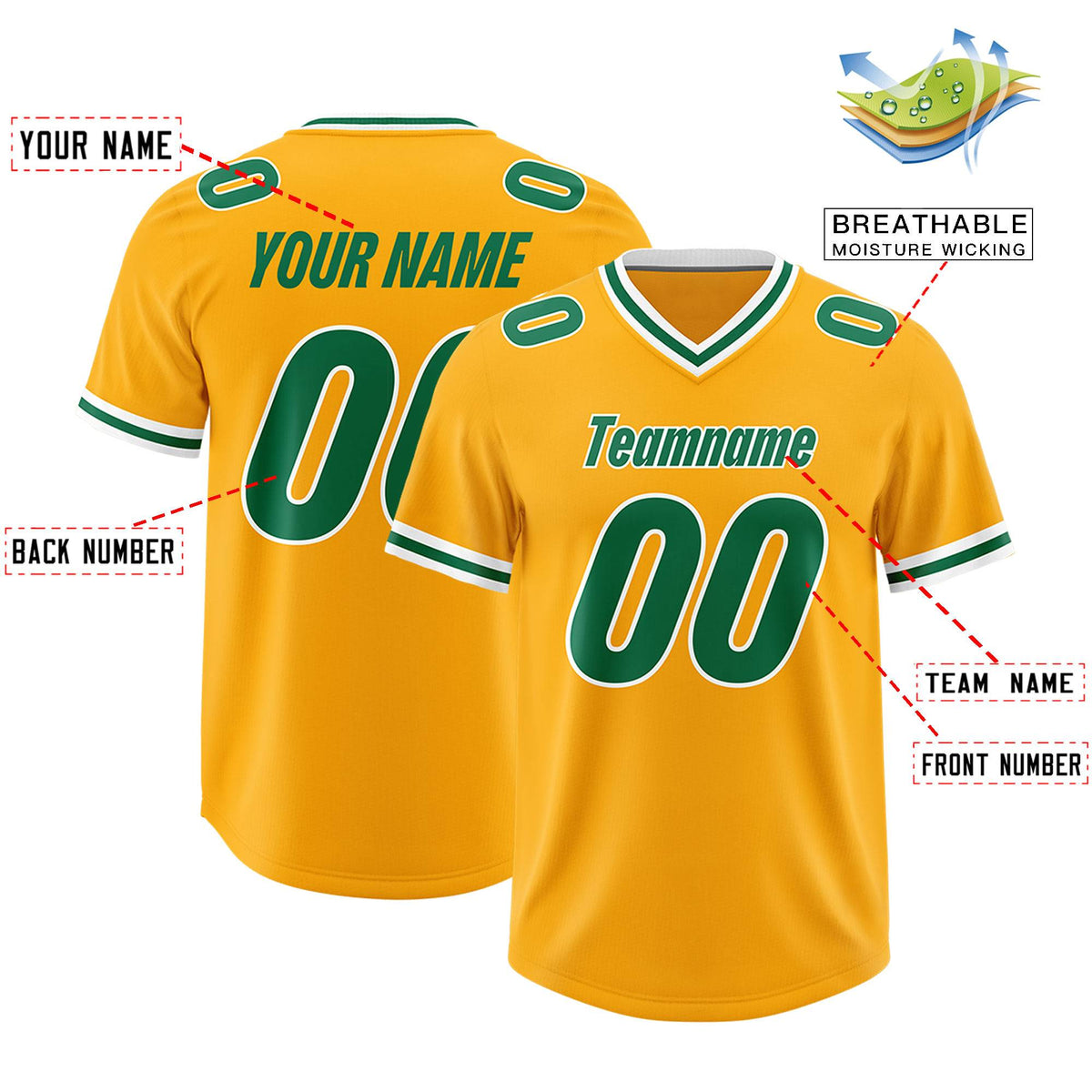Custom Yellow Classic Style American American Football Jerseys