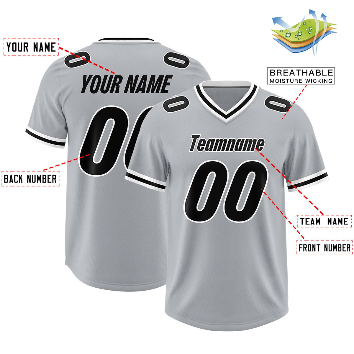 Custom Silver Classic Style American American Football Jerseys