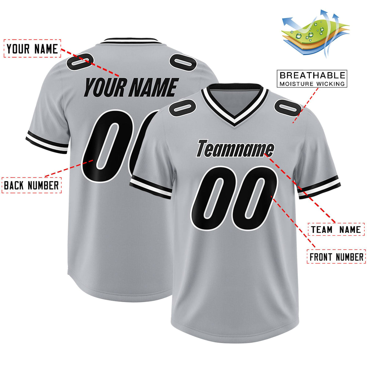 Custom Silver Classic Style American American Football Jerseys