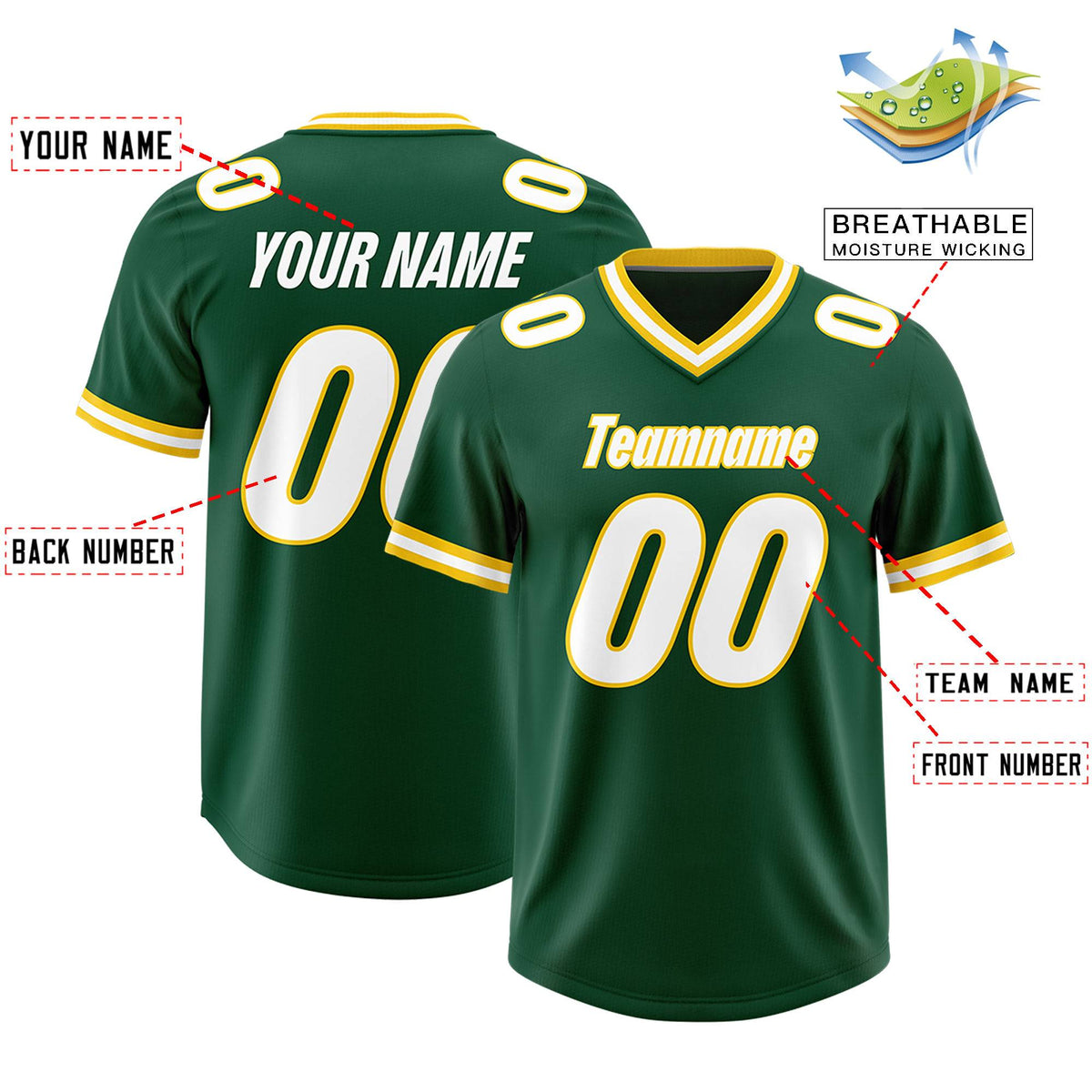 Custom Green Classic Style American American Football Jerseys