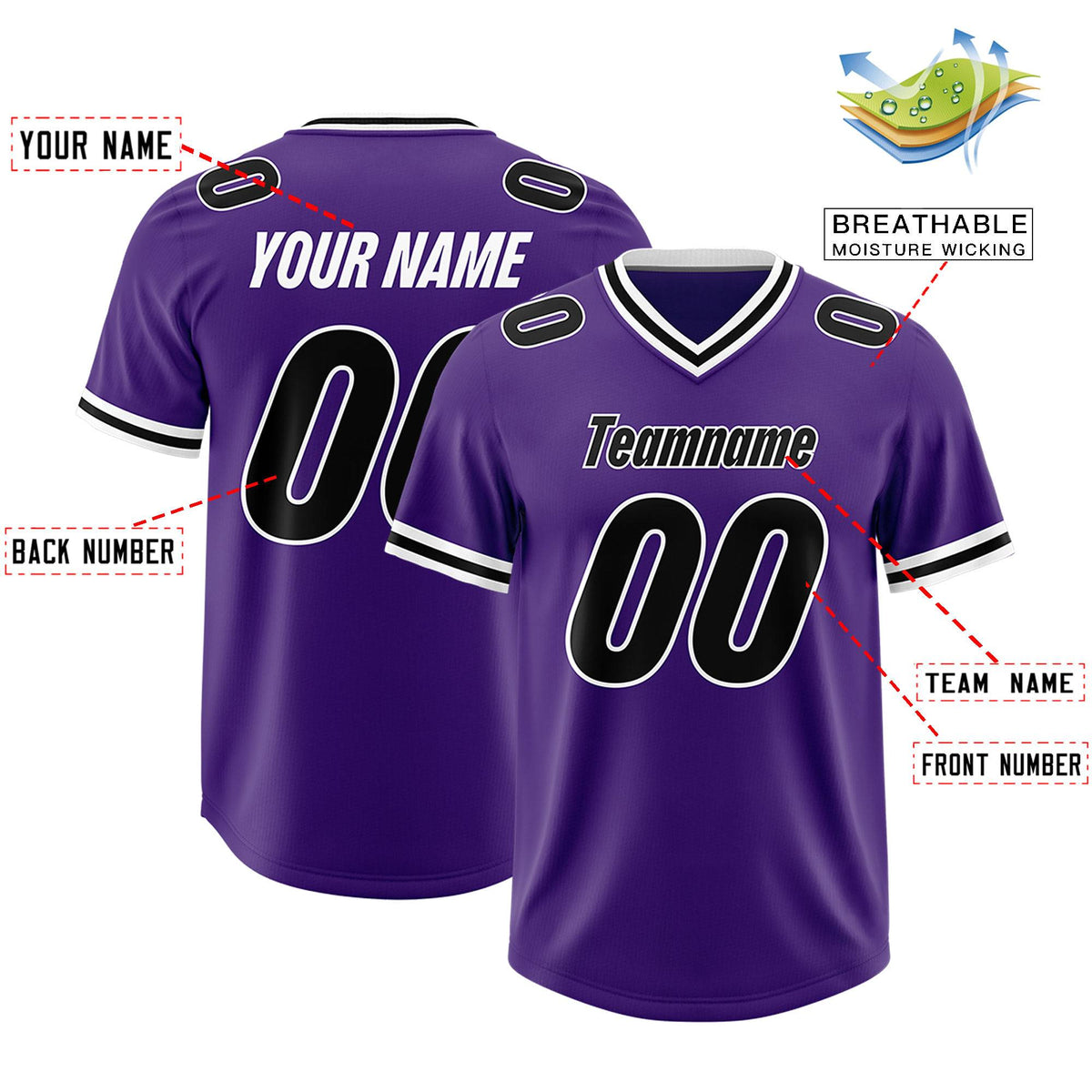 Custom Purple Classic Style American American Football Jerseys