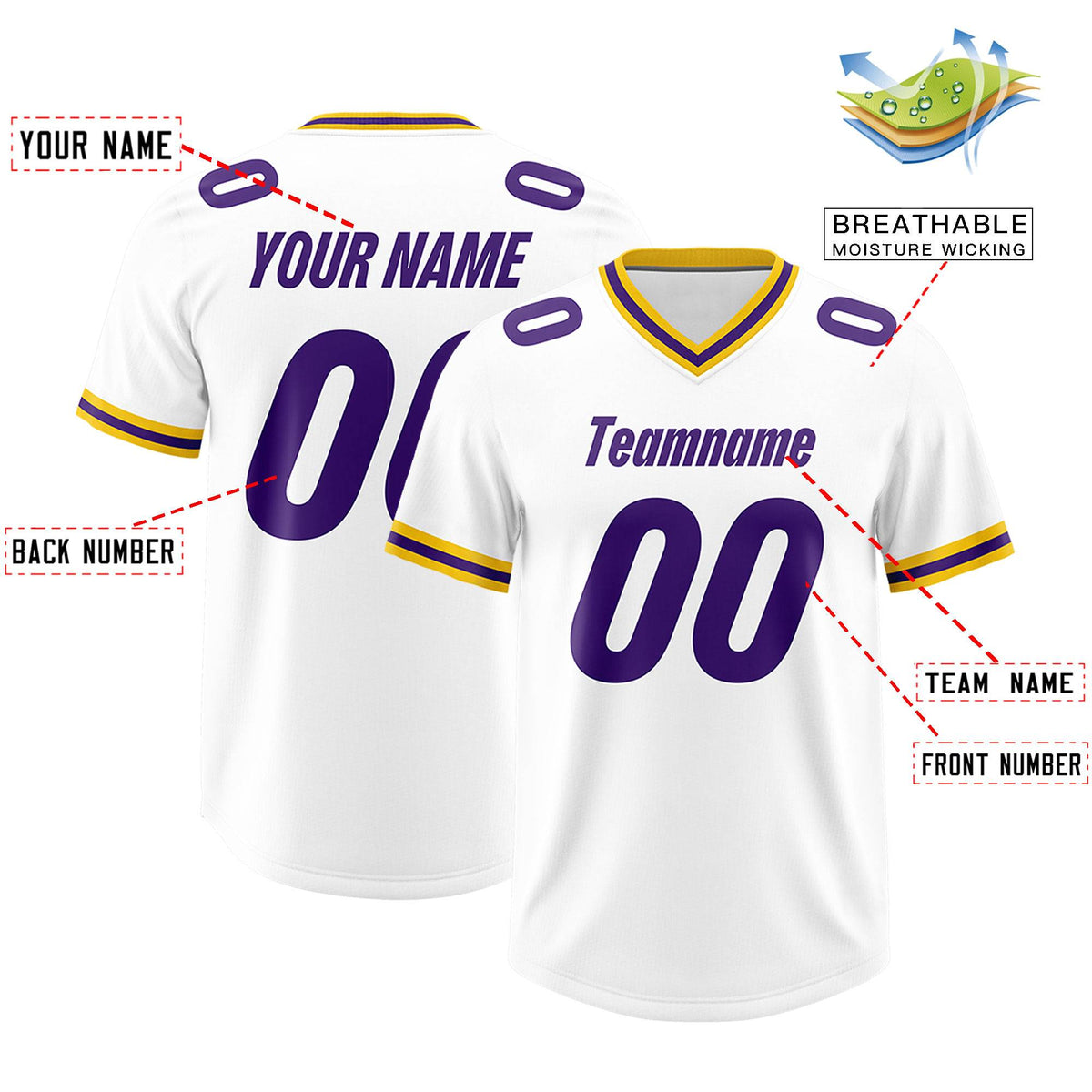 Custom White Classic Style American American Football Jerseys