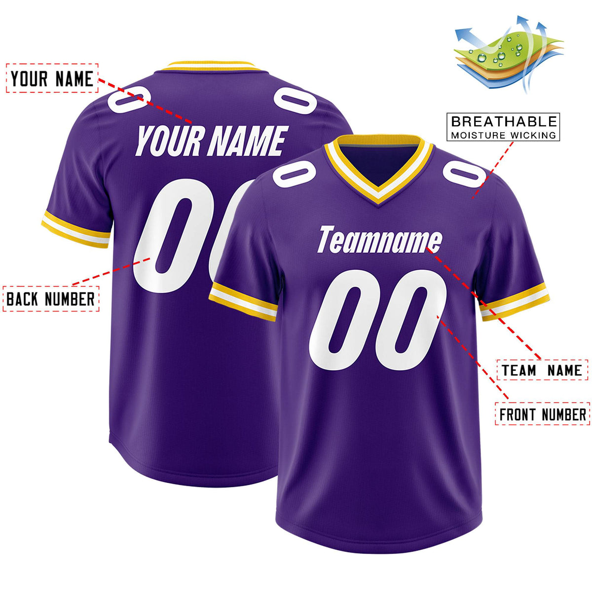 Custom Purple Classic Style American American Football Jerseys