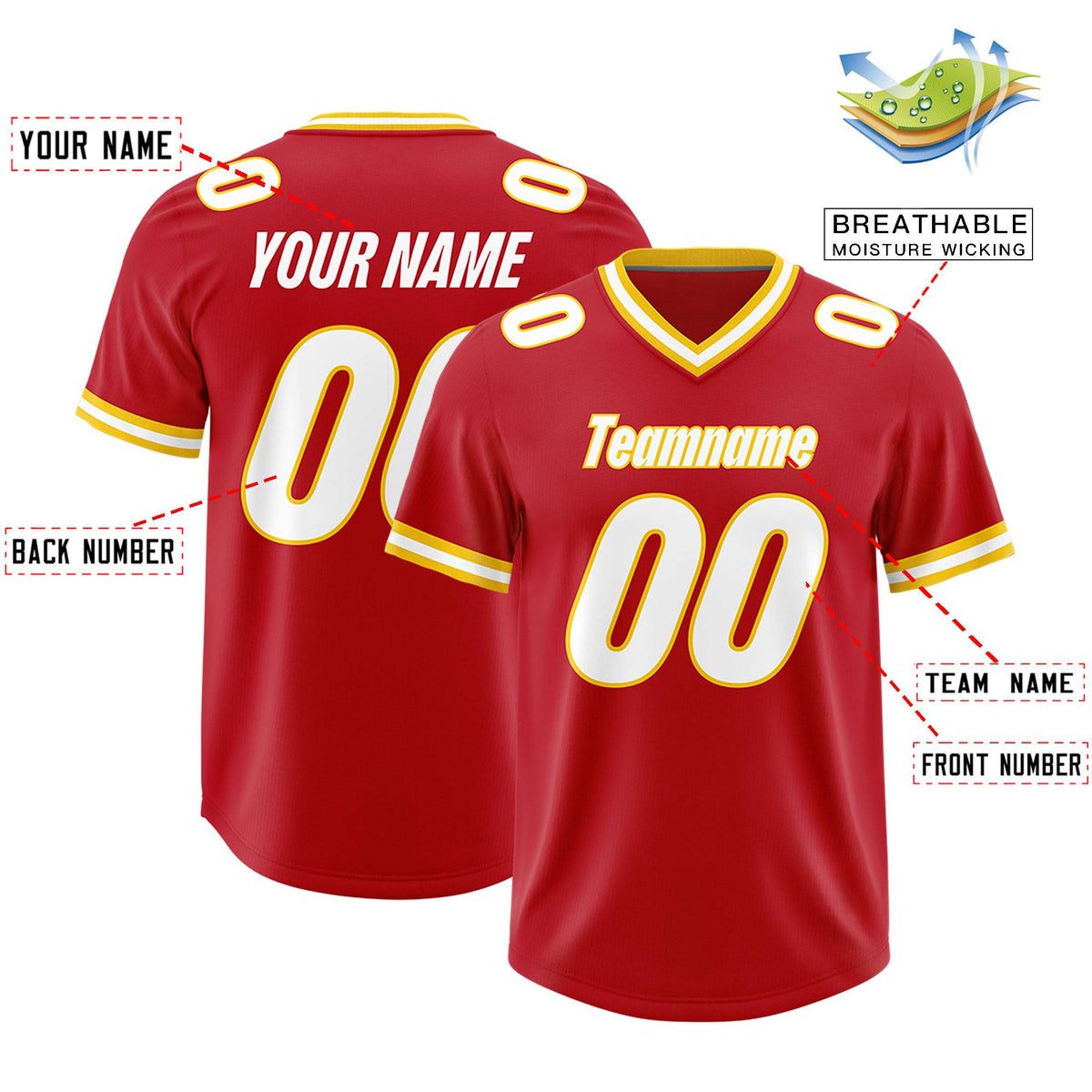 Custom Red Classic Style American American Football Jerseys