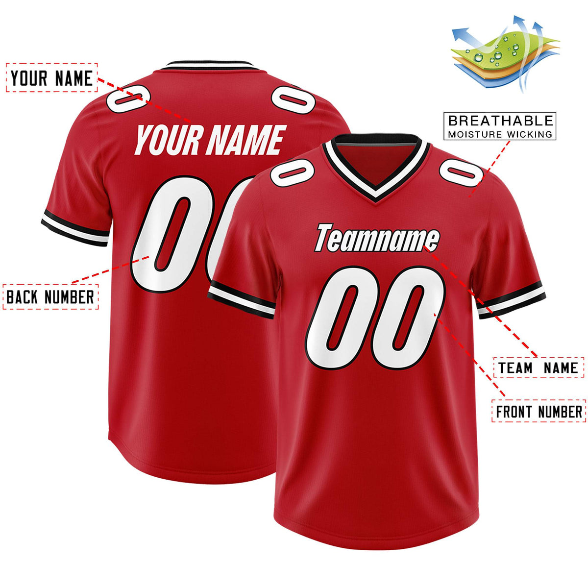 Custom Red Classic Style American American Football Jerseys