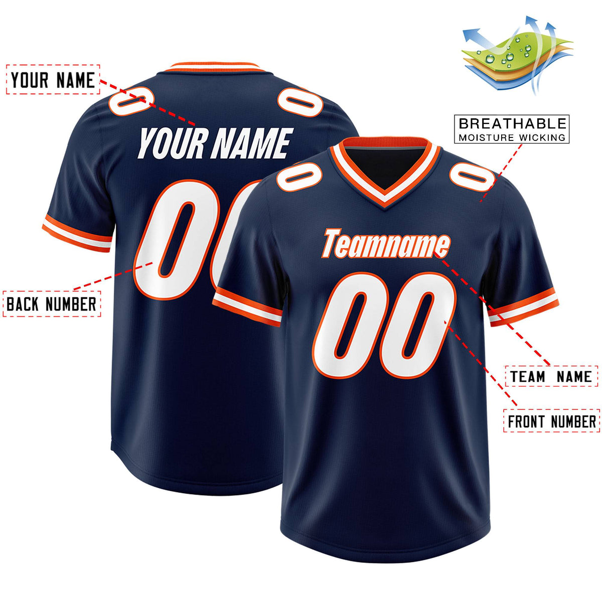Custom Navy Classic Style American American Football Jerseys