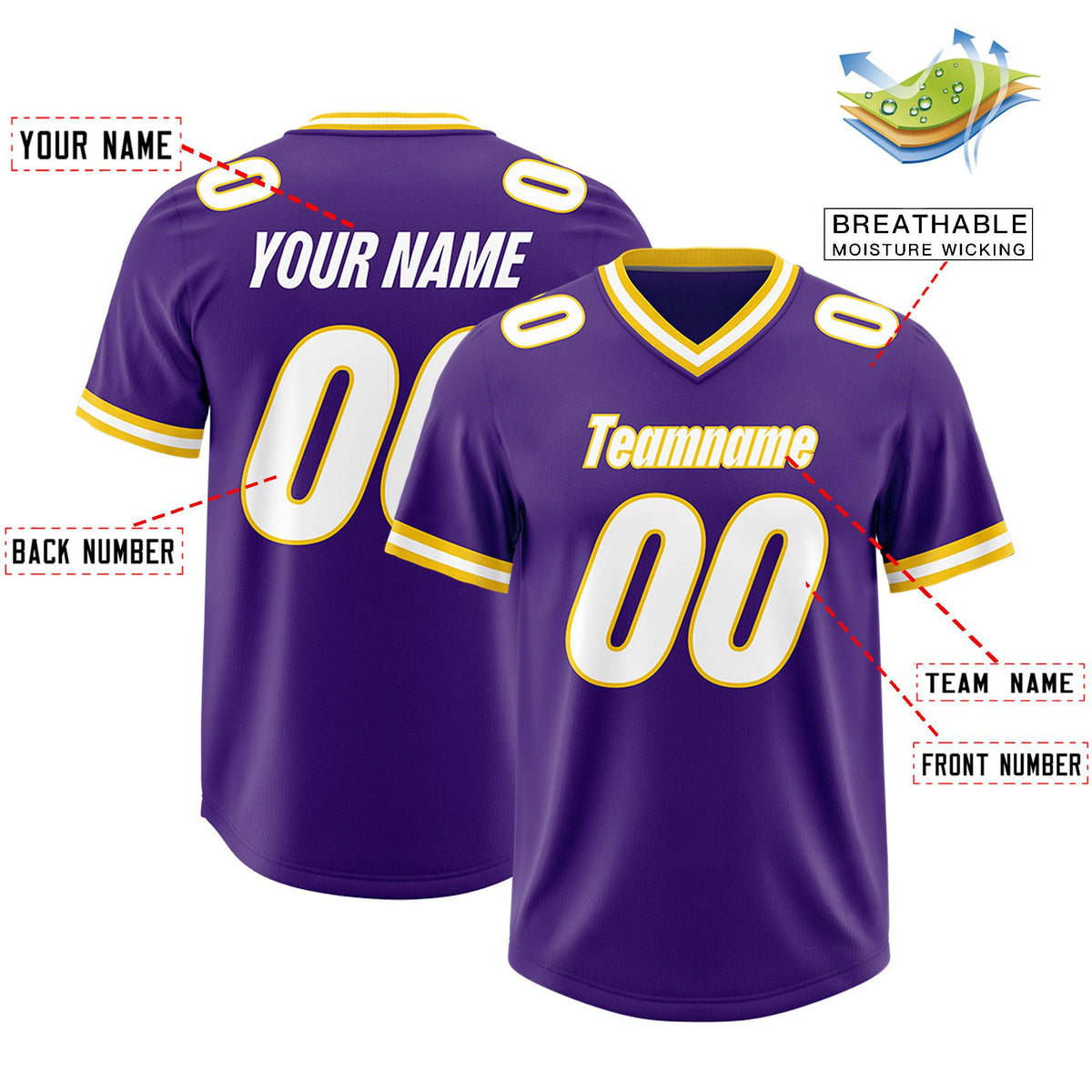 Custom Purple Classic Style American American Football Jerseys