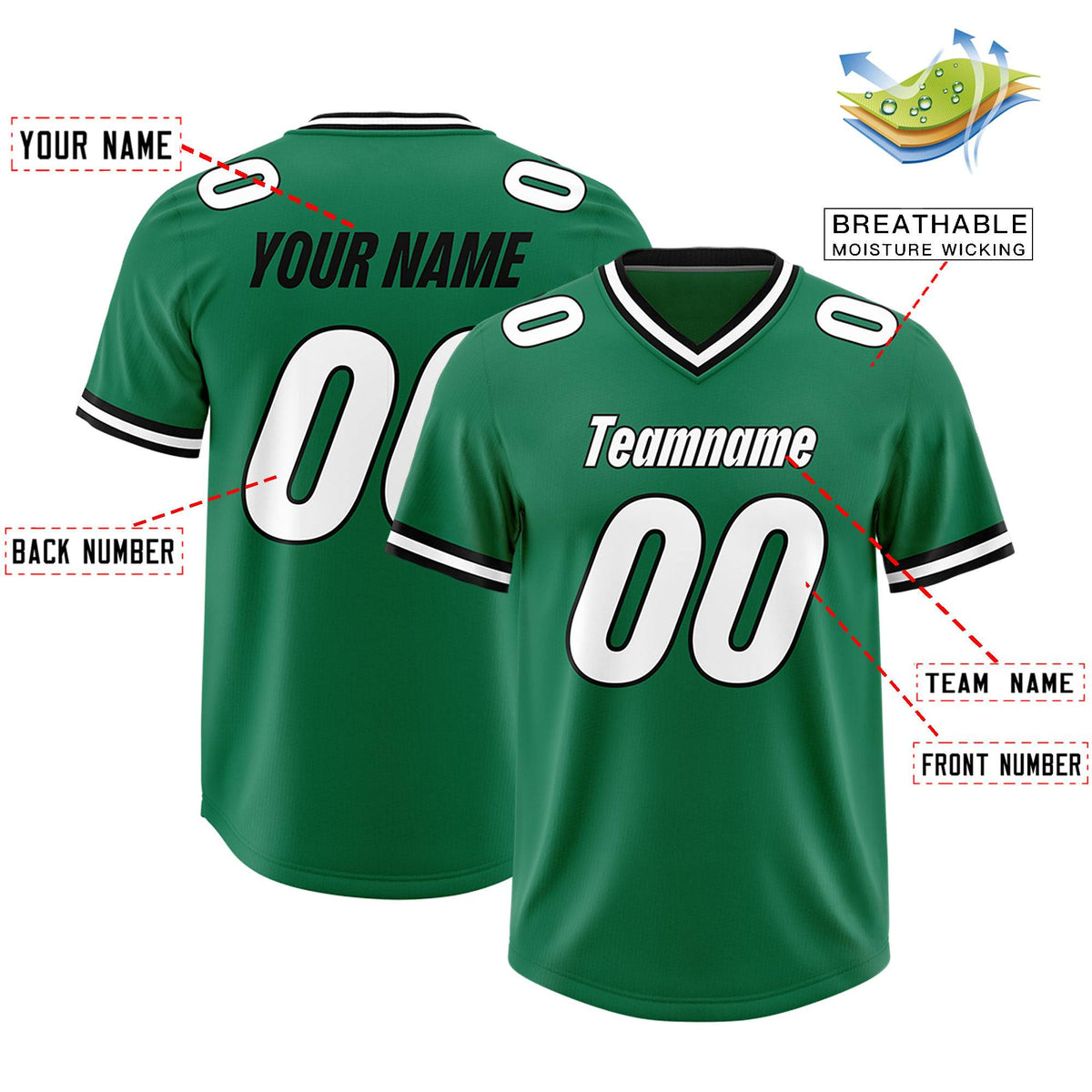 Custom Kelly Green Classic Style American American Football Jerseys