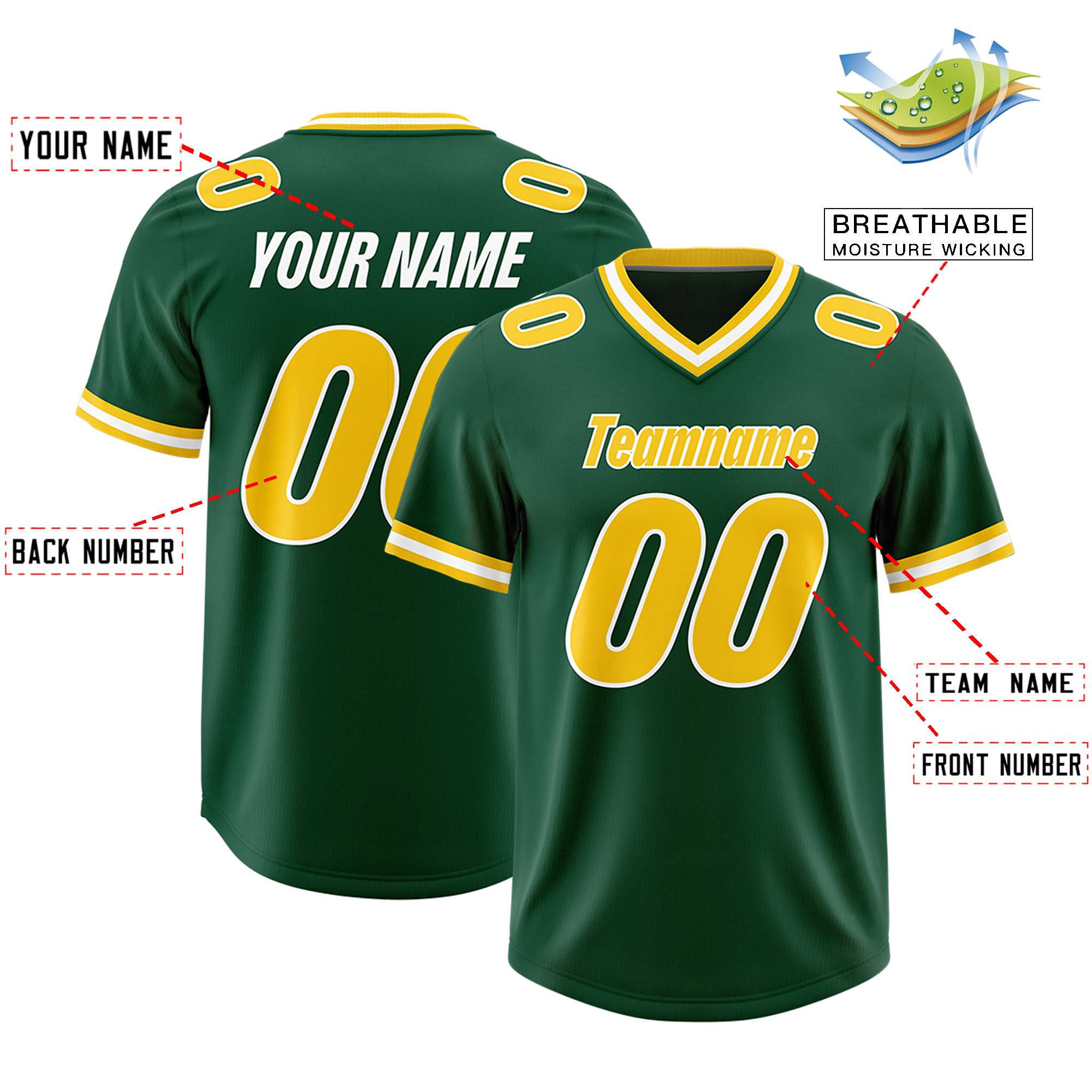 Custom Green Classic Style American American Football Jerseys
