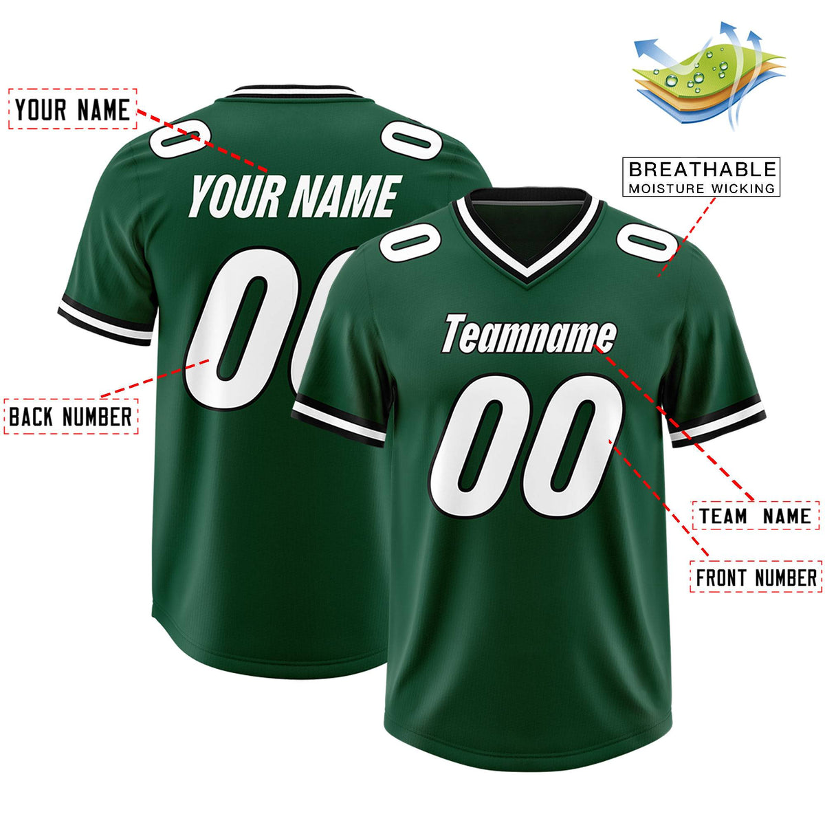 Custom Green Classic Style American American Football Jerseys