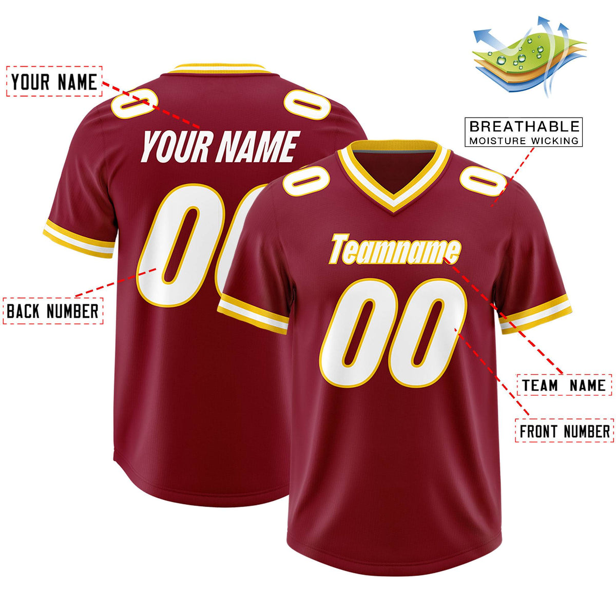 Custom Crimson Classic Style American American Football Jerseys