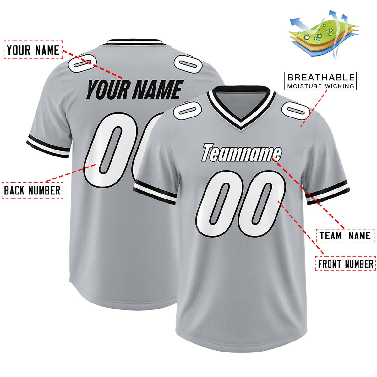 Custom Silver Classic Style American American Football Jerseys