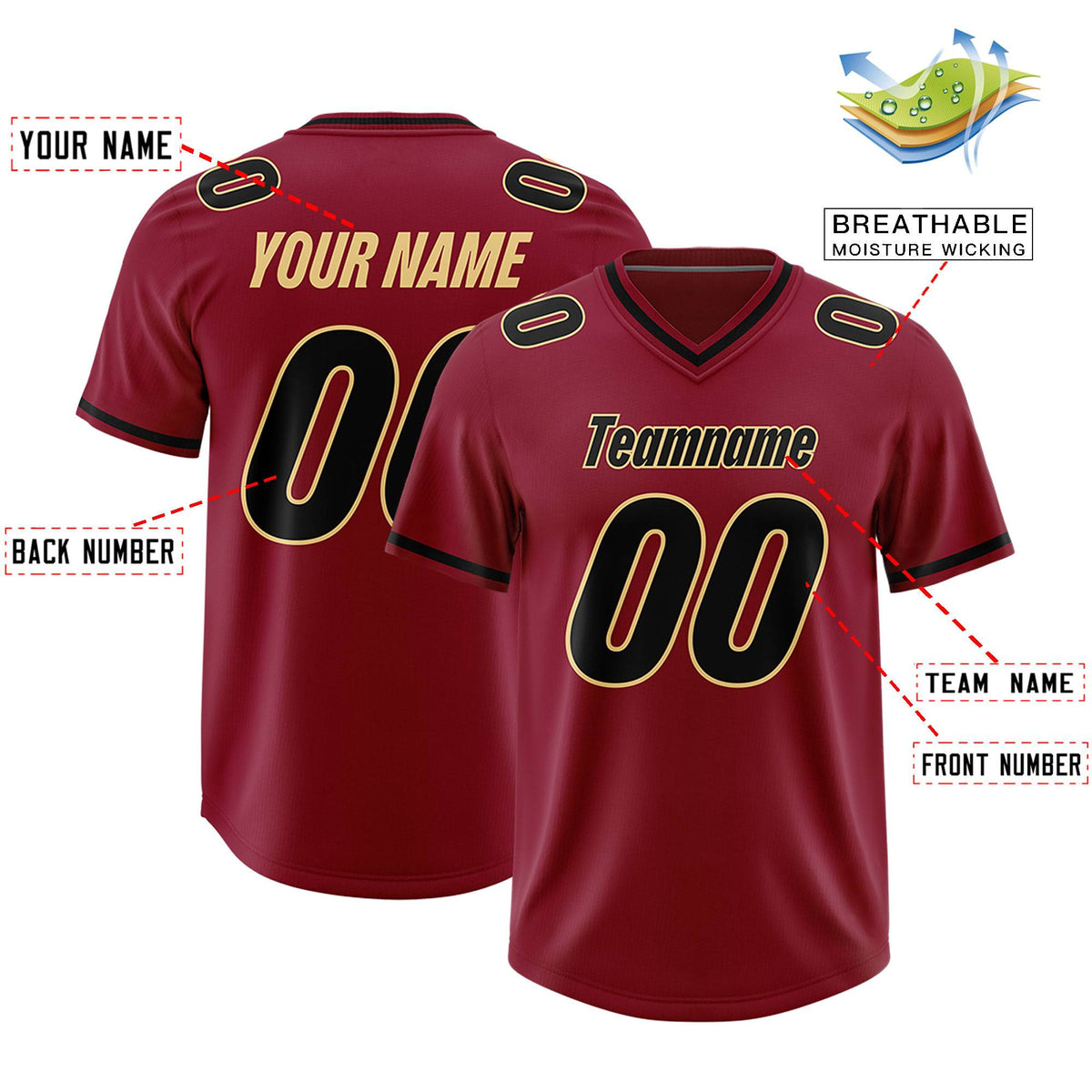 Custom Crimson Classic Style American American Football Jerseys