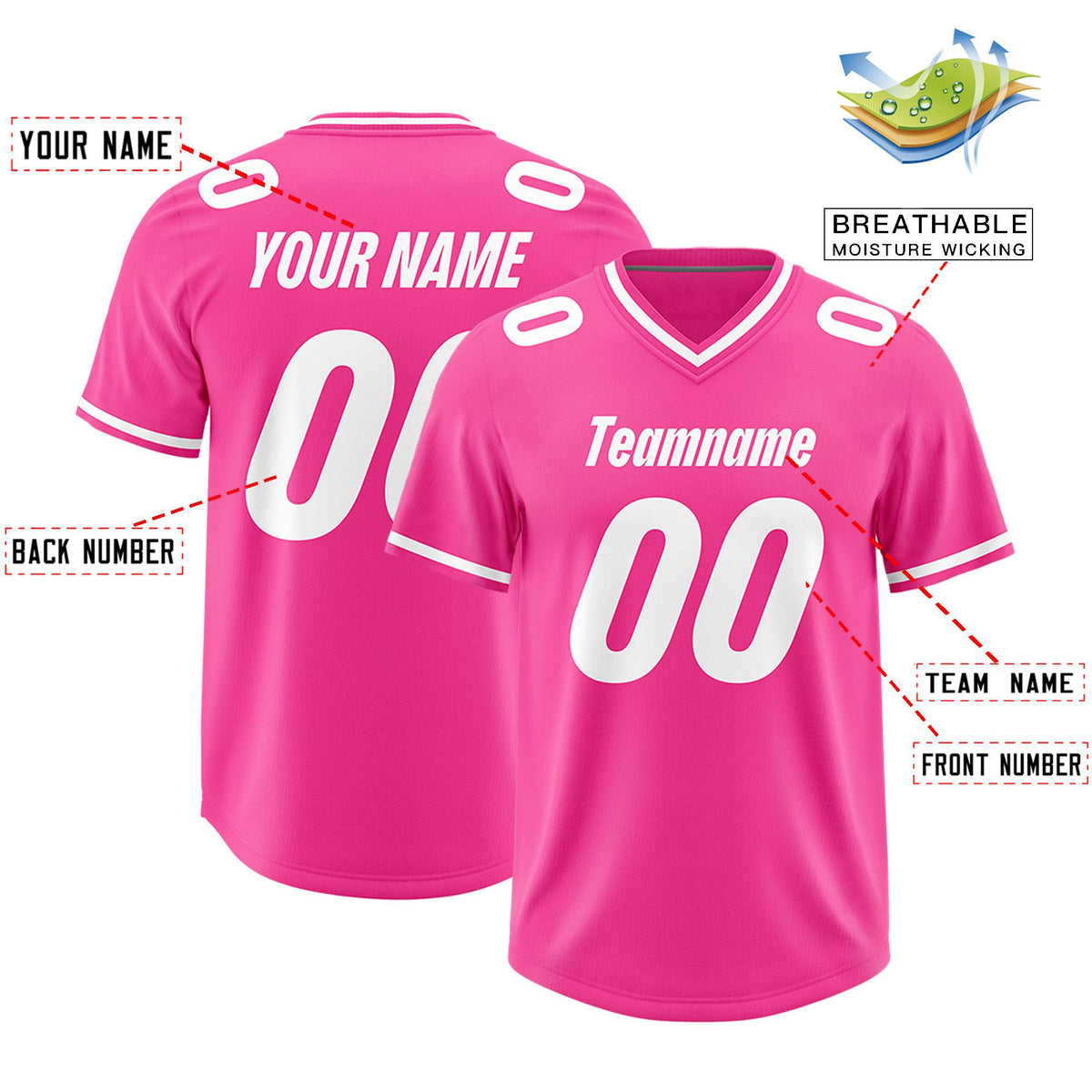 Custom Pink Classic Style American American Football Jerseys