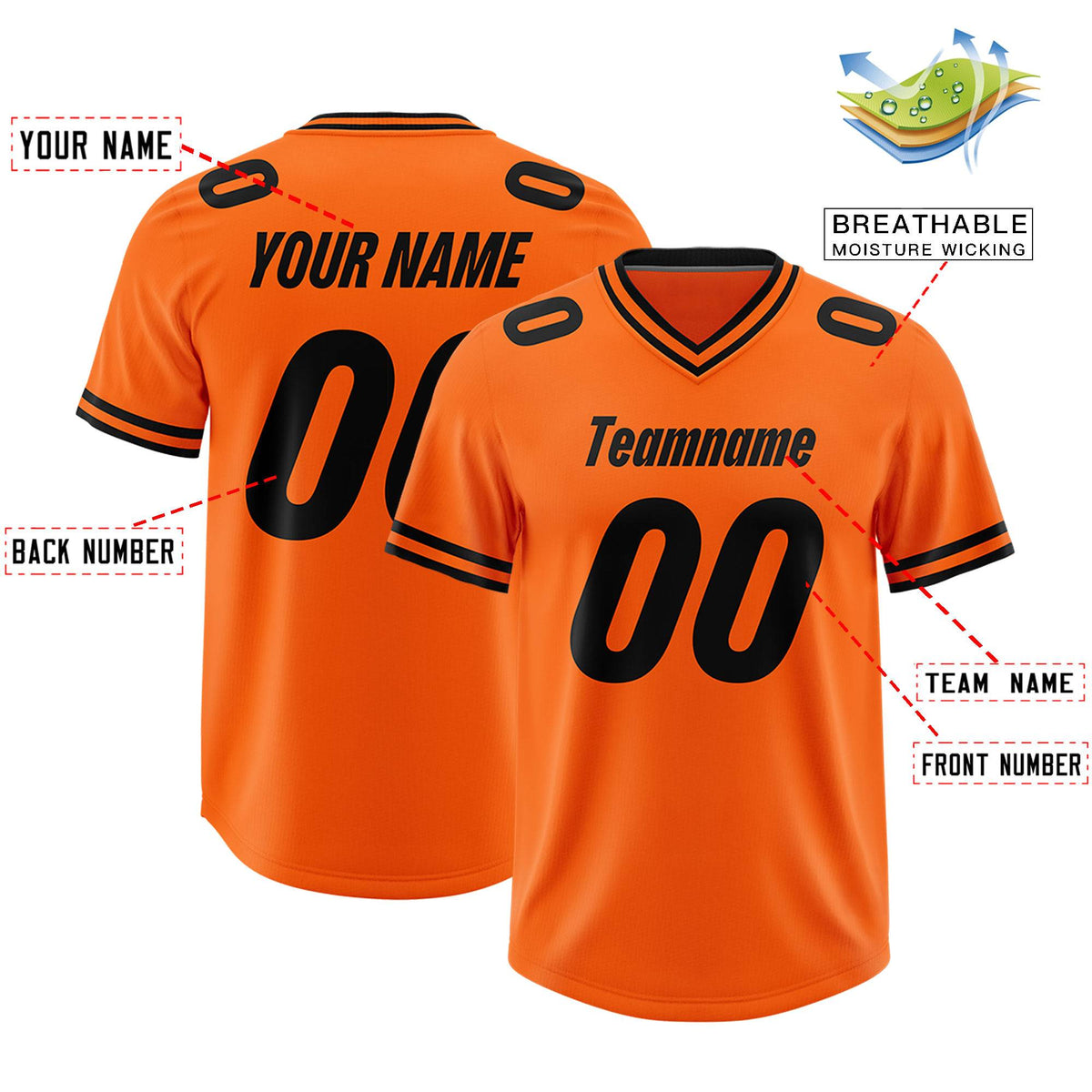 Custom Orange Classic Style American American Football Jerseys