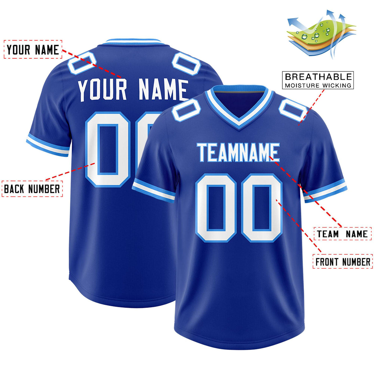 Custom Royal Classic Style American American Football Jerseys