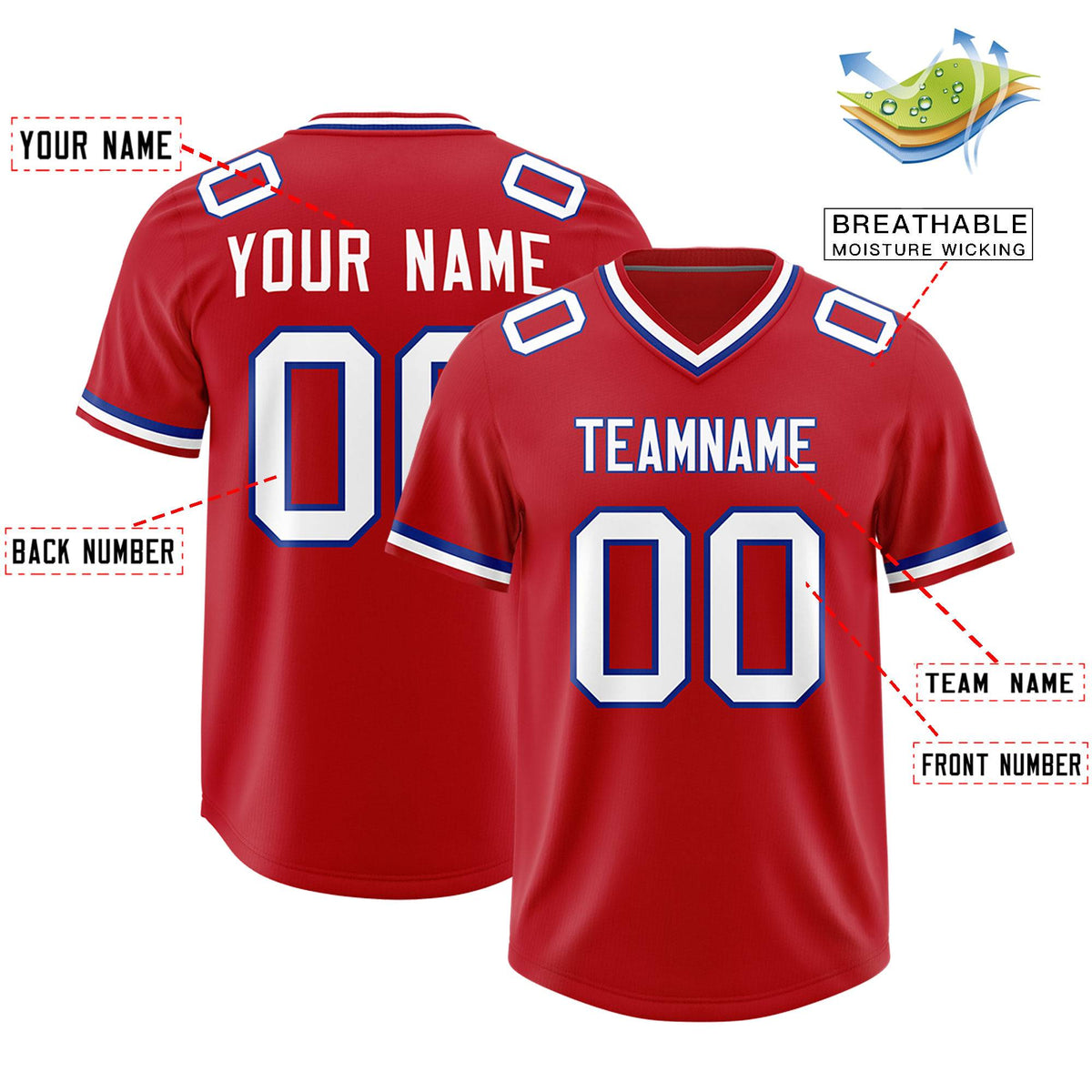 Custom Red Classic Style American American Football Jerseys