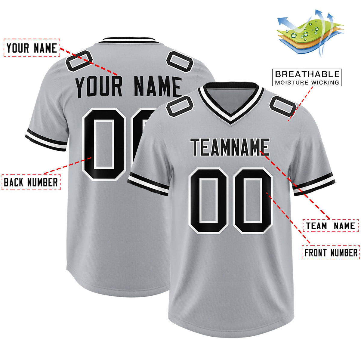 Custom Silver Classic Style American American Football Jerseys