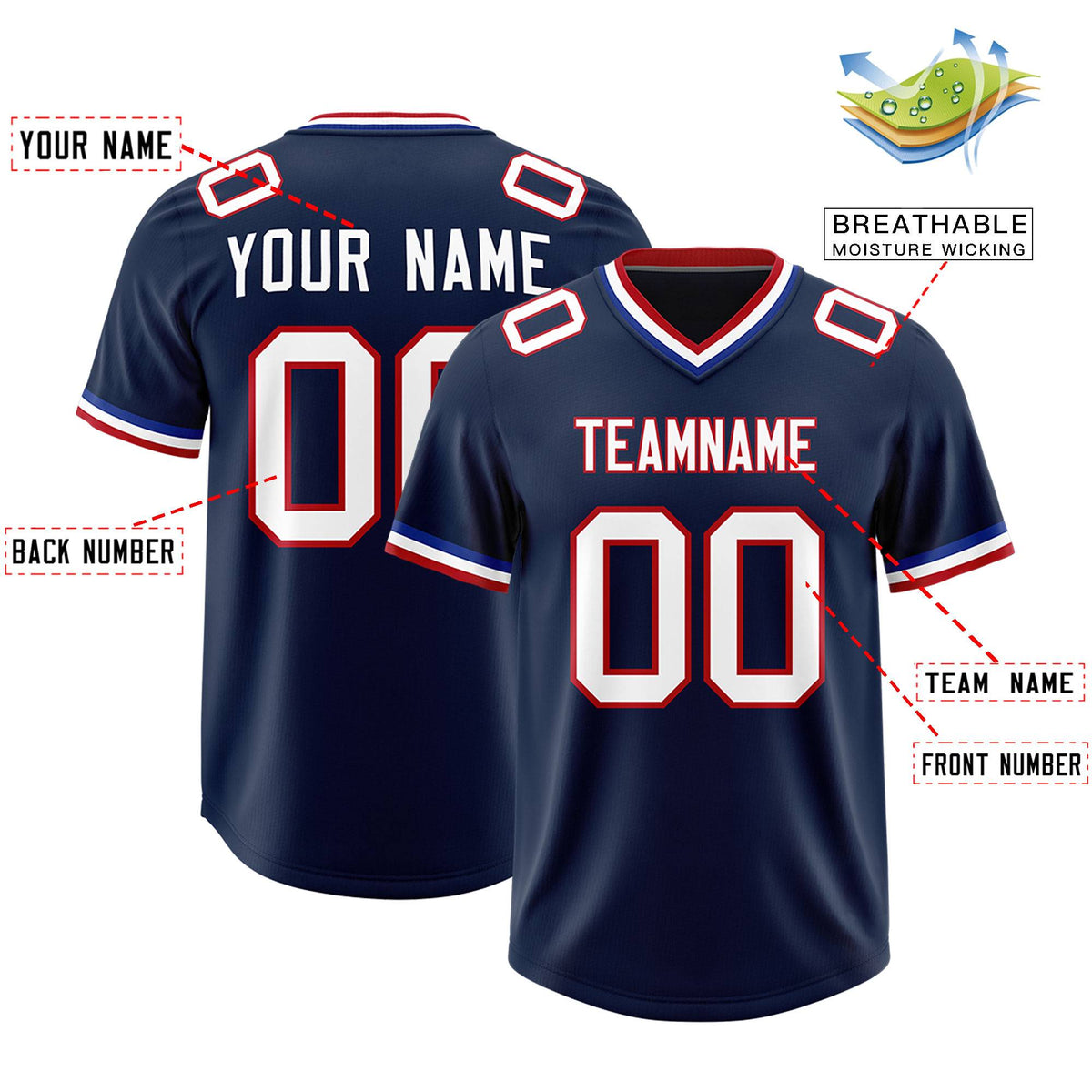 Custom Navy Classic Style American American Football Jerseys