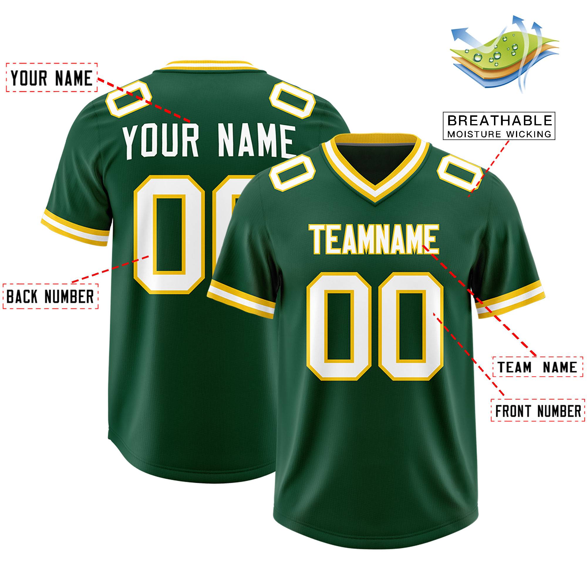 Custom Green Classic Style American American Football Jerseys