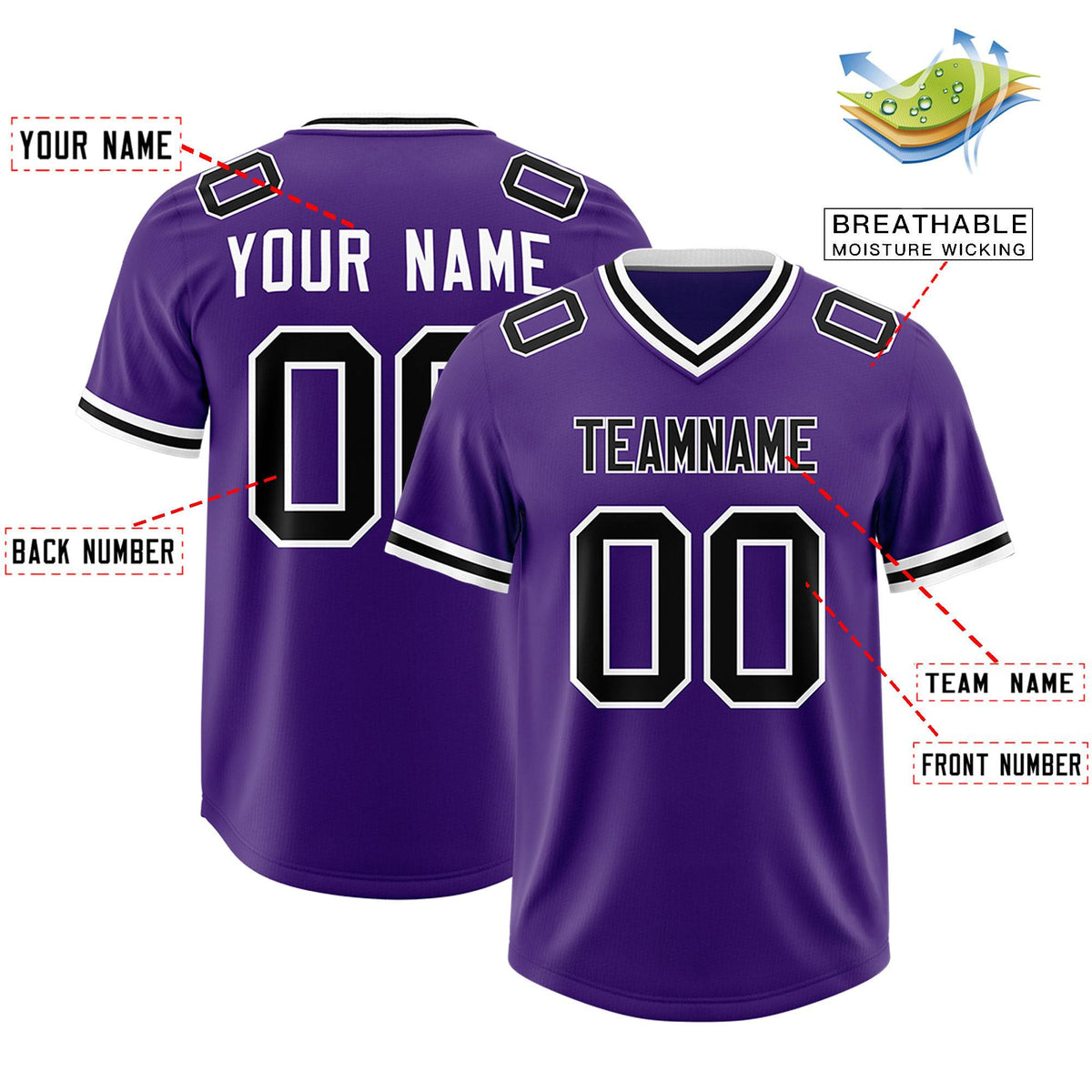 Custom Purple Classic Style American American Football Jerseys