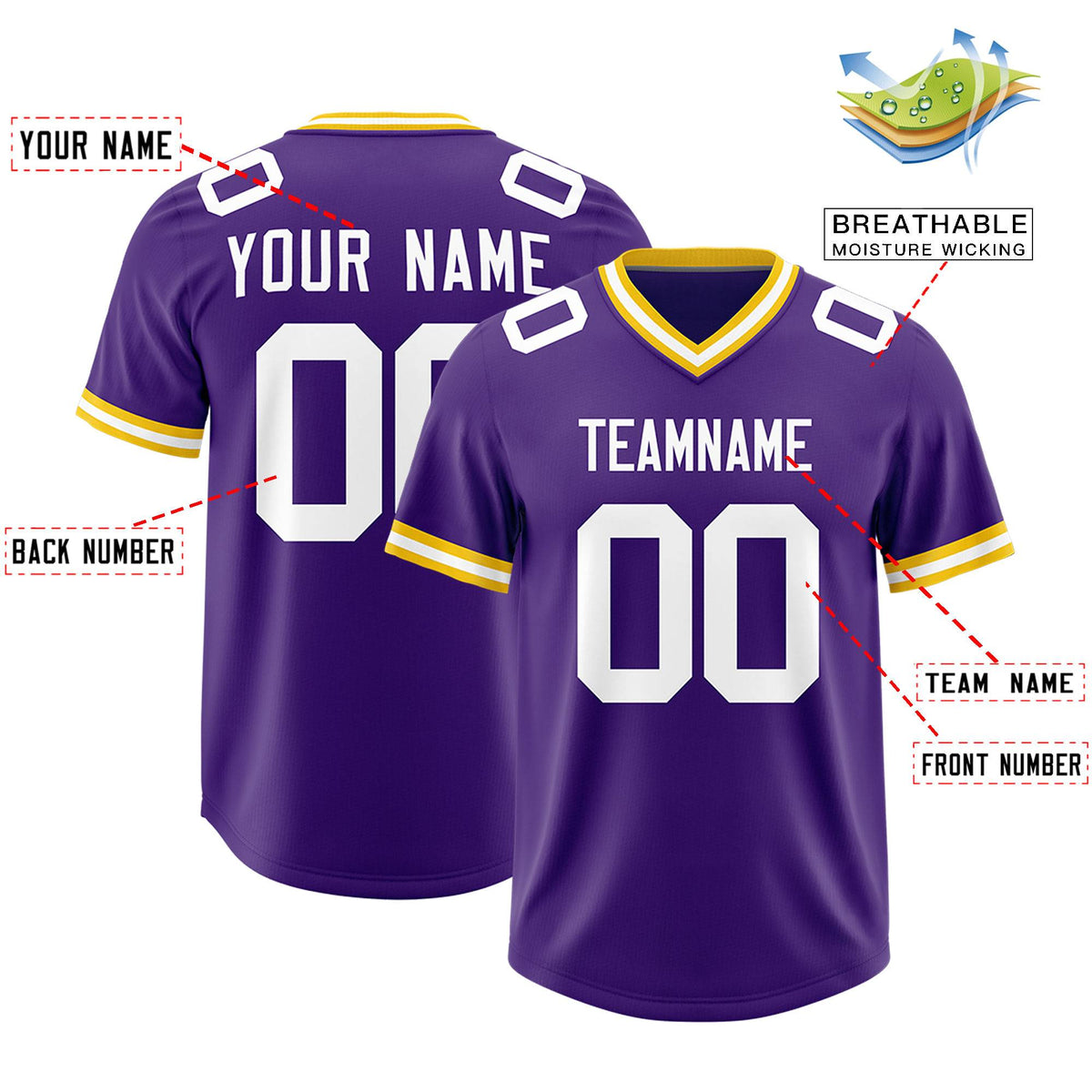 Custom Purple Classic Style American American Football Jerseys