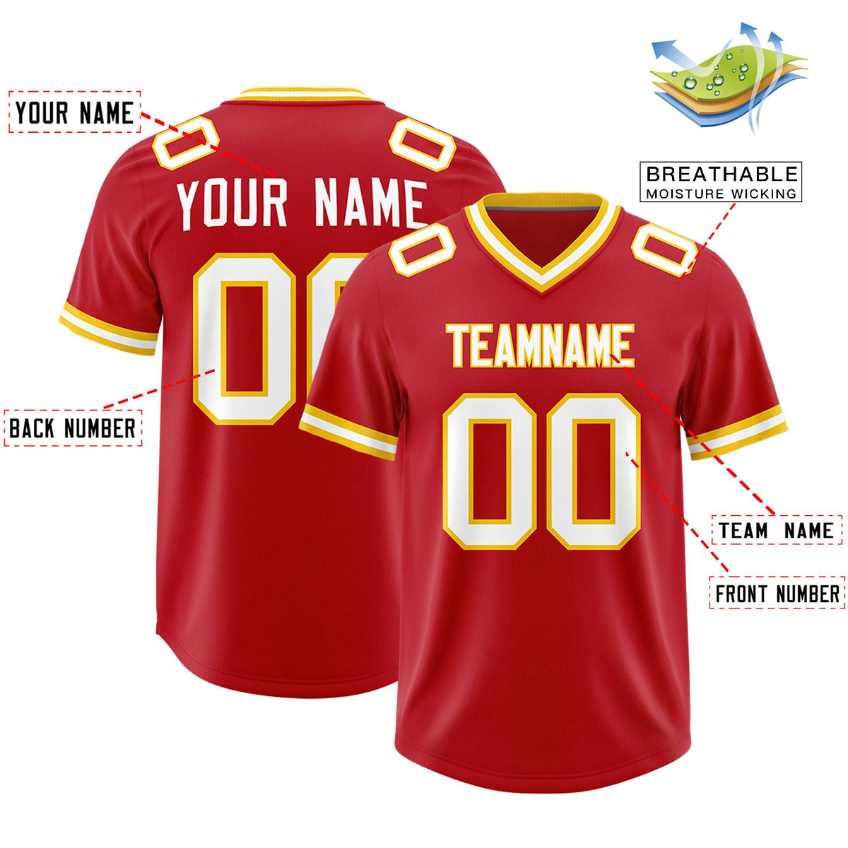 Custom Red Classic Style American American Football Jerseys