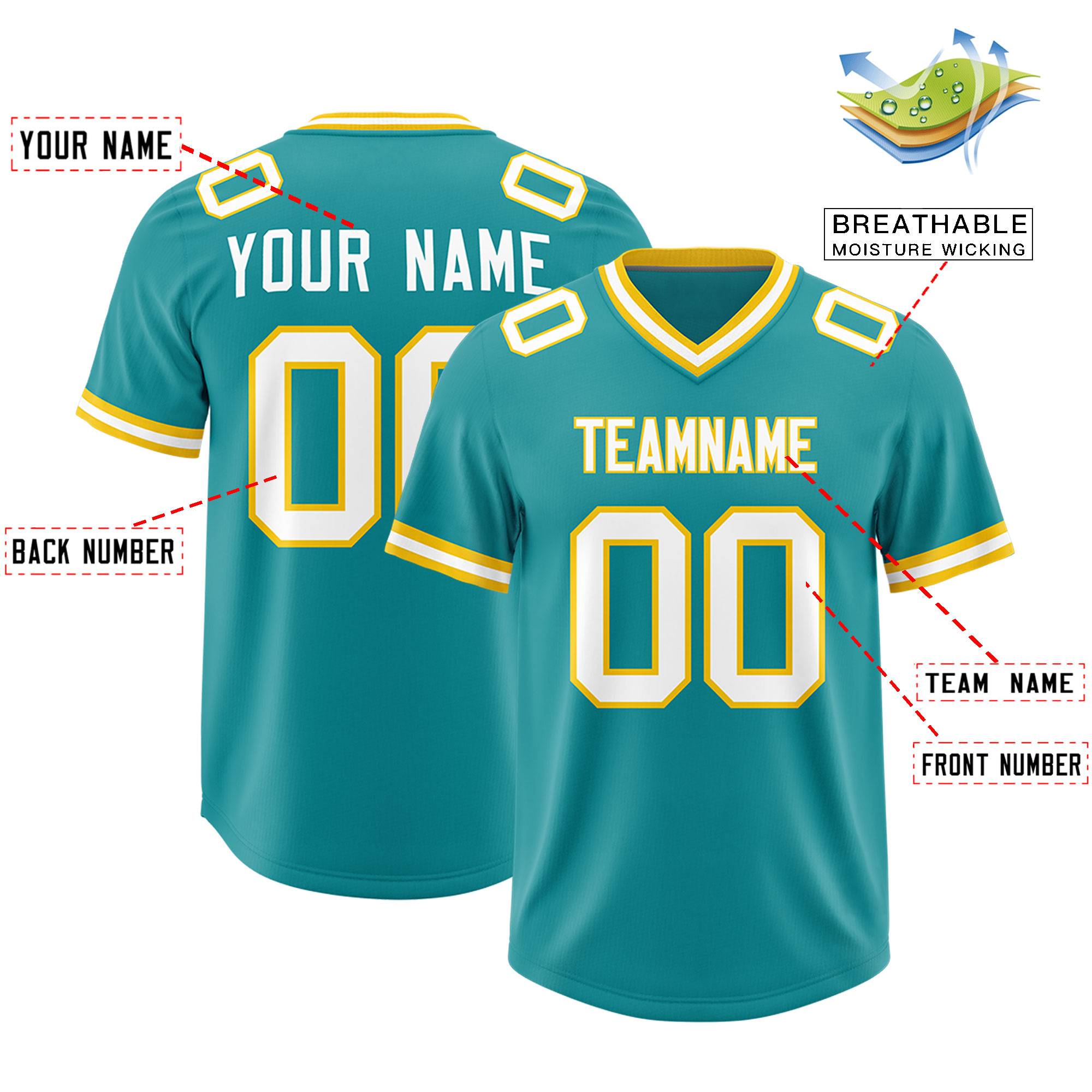 Custom Aqua Classic Style American American Football Jerseys