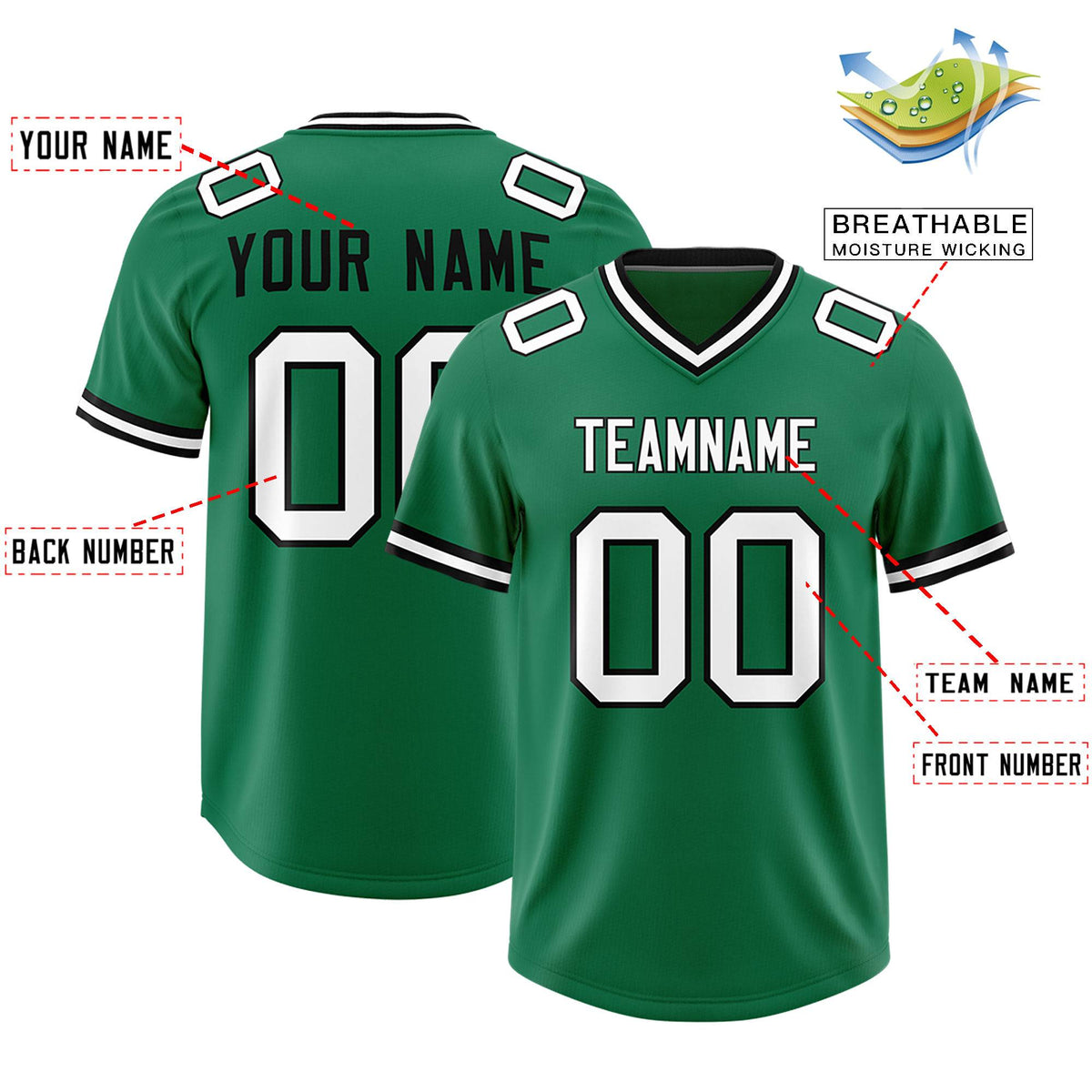 Custom Kelly Green Classic Style American American Football Jerseys