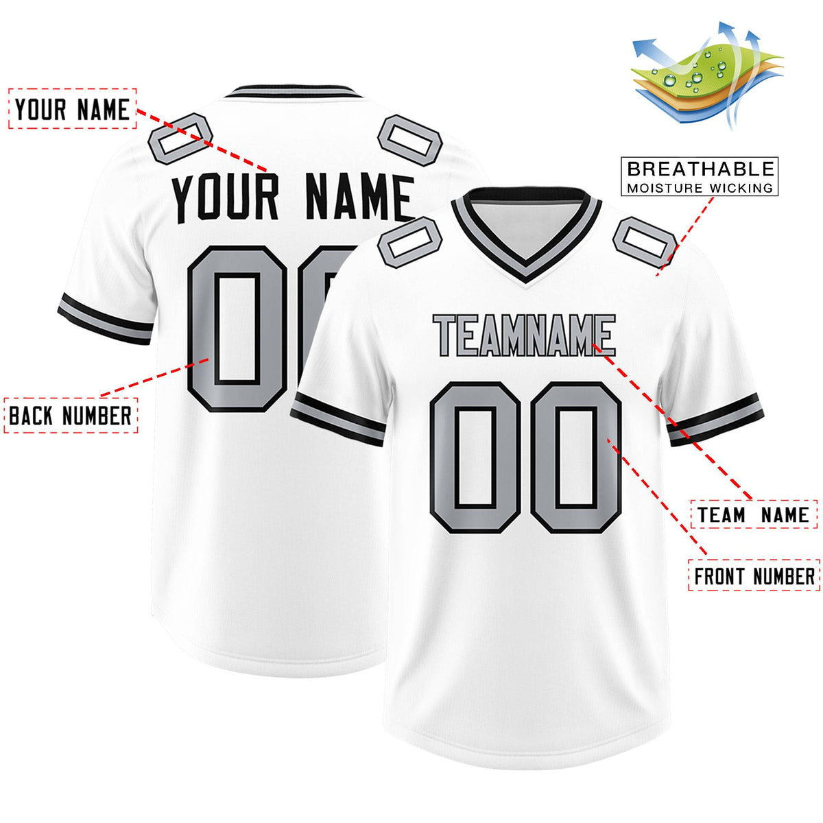 Custom White Classic Style American American Football Jerseys