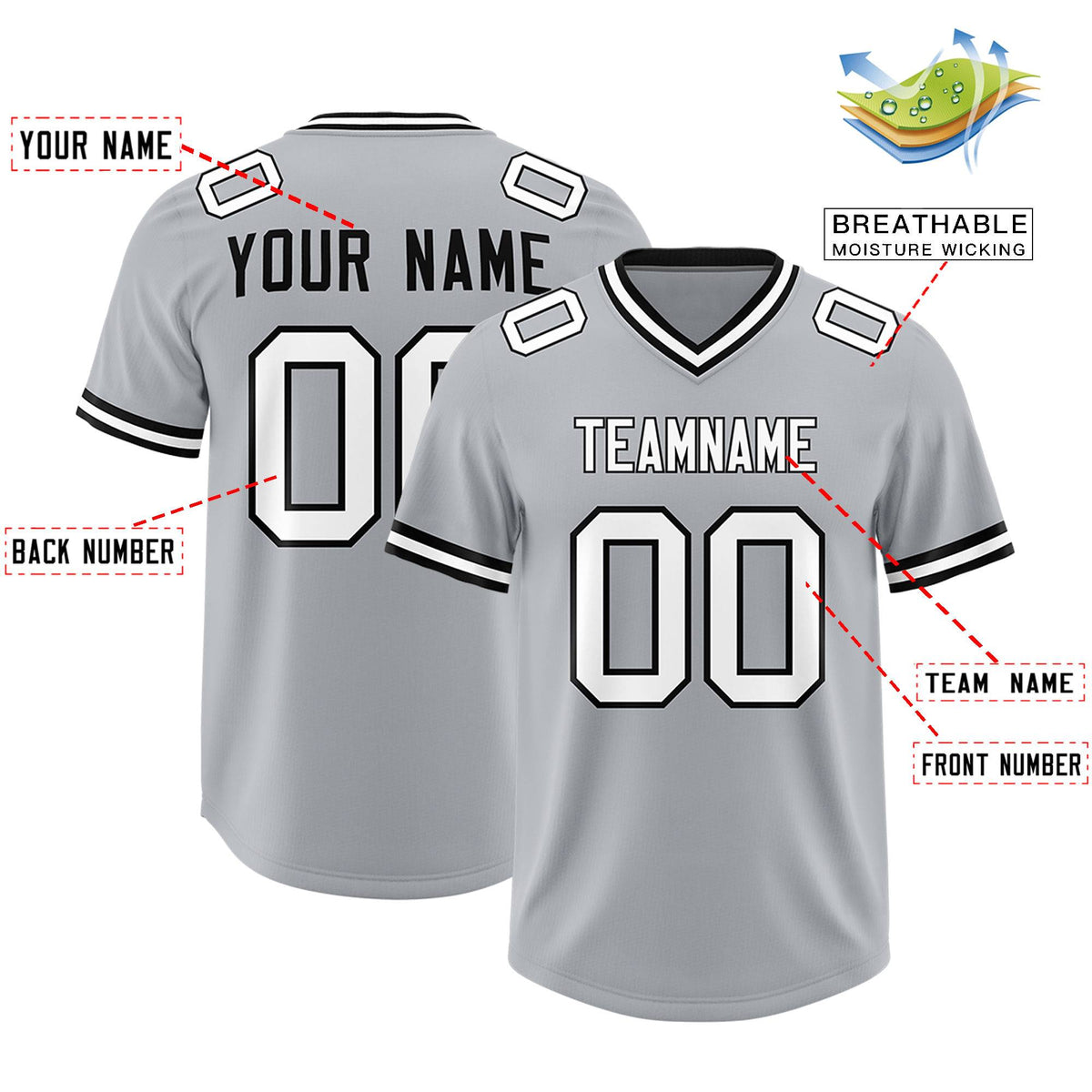 Custom Silver Classic Style American American Football Jerseys