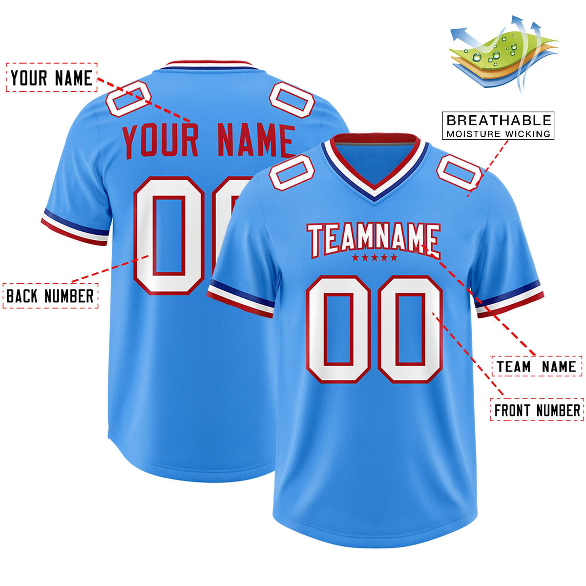 Custom Powder Blue American Football Jersey