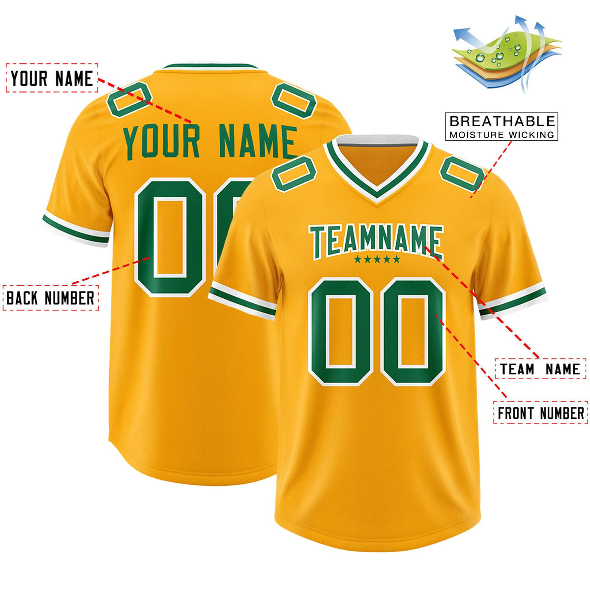 Custom Yellow American Football Jersey