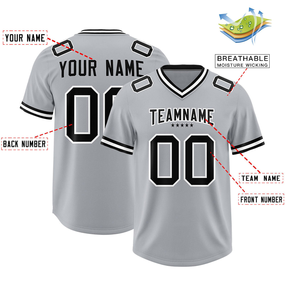 Custom Silver American Football Jersey