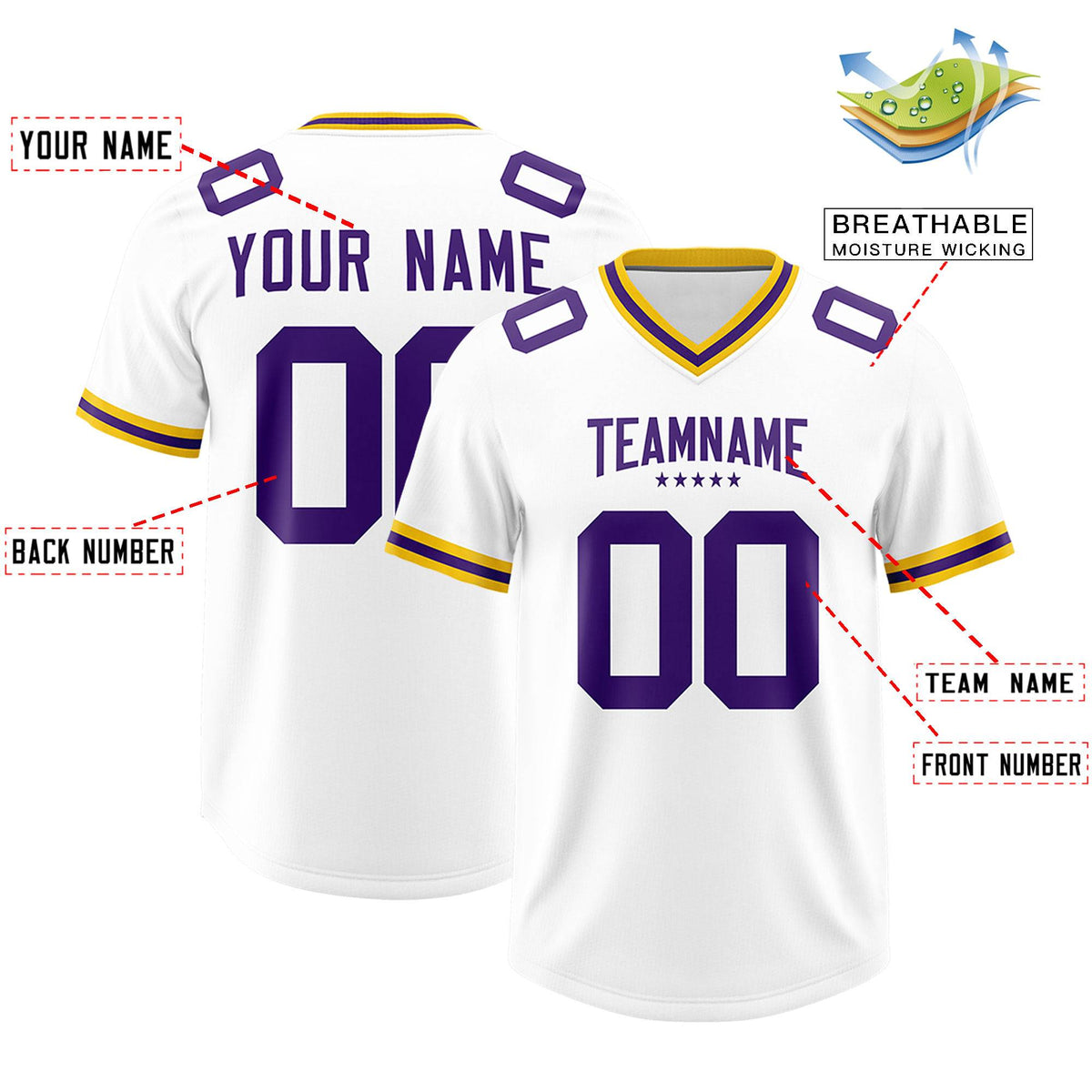 Custom White American Football Jersey